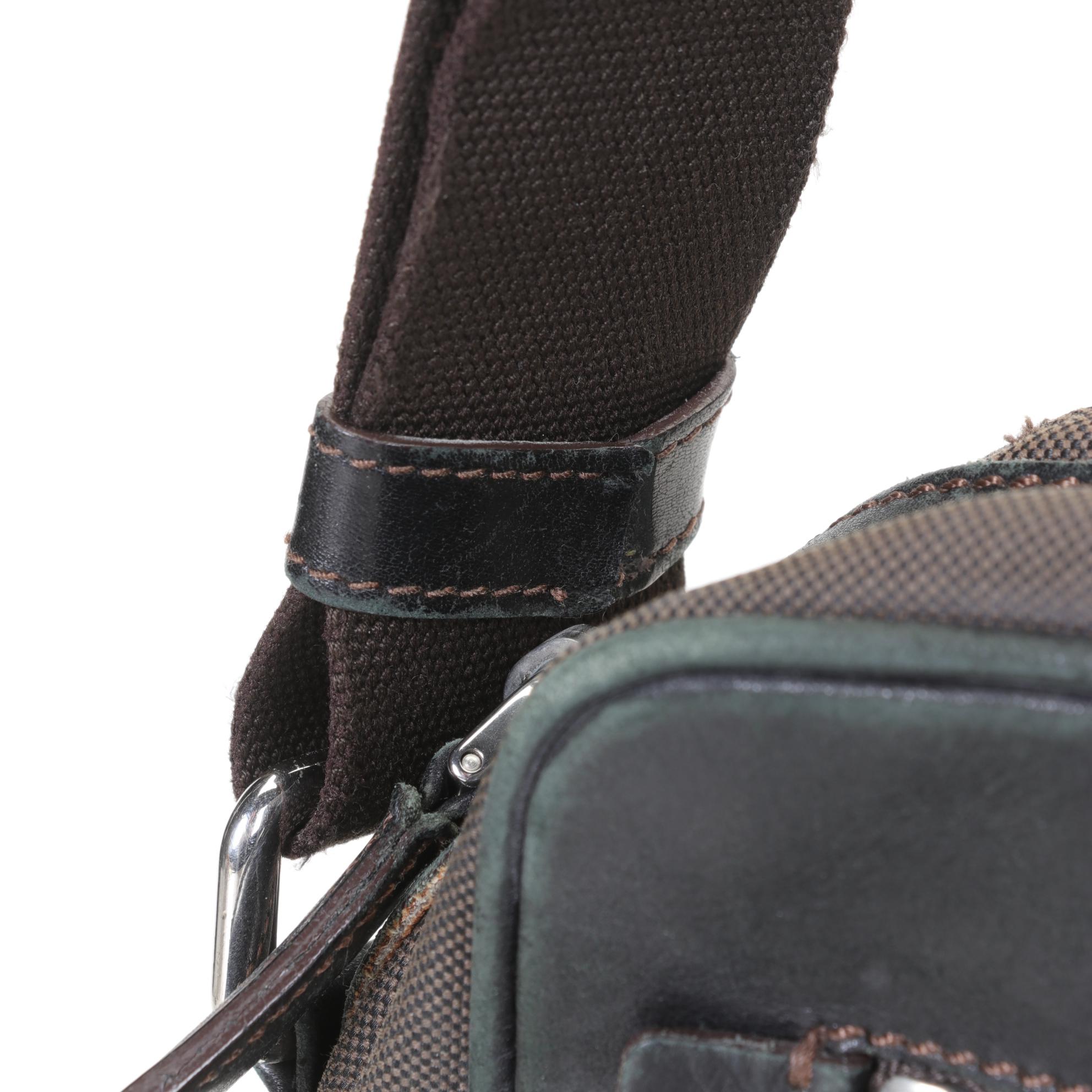 Prada Canapa Logo Jacquard Canvas and Leather Crossbody Bag