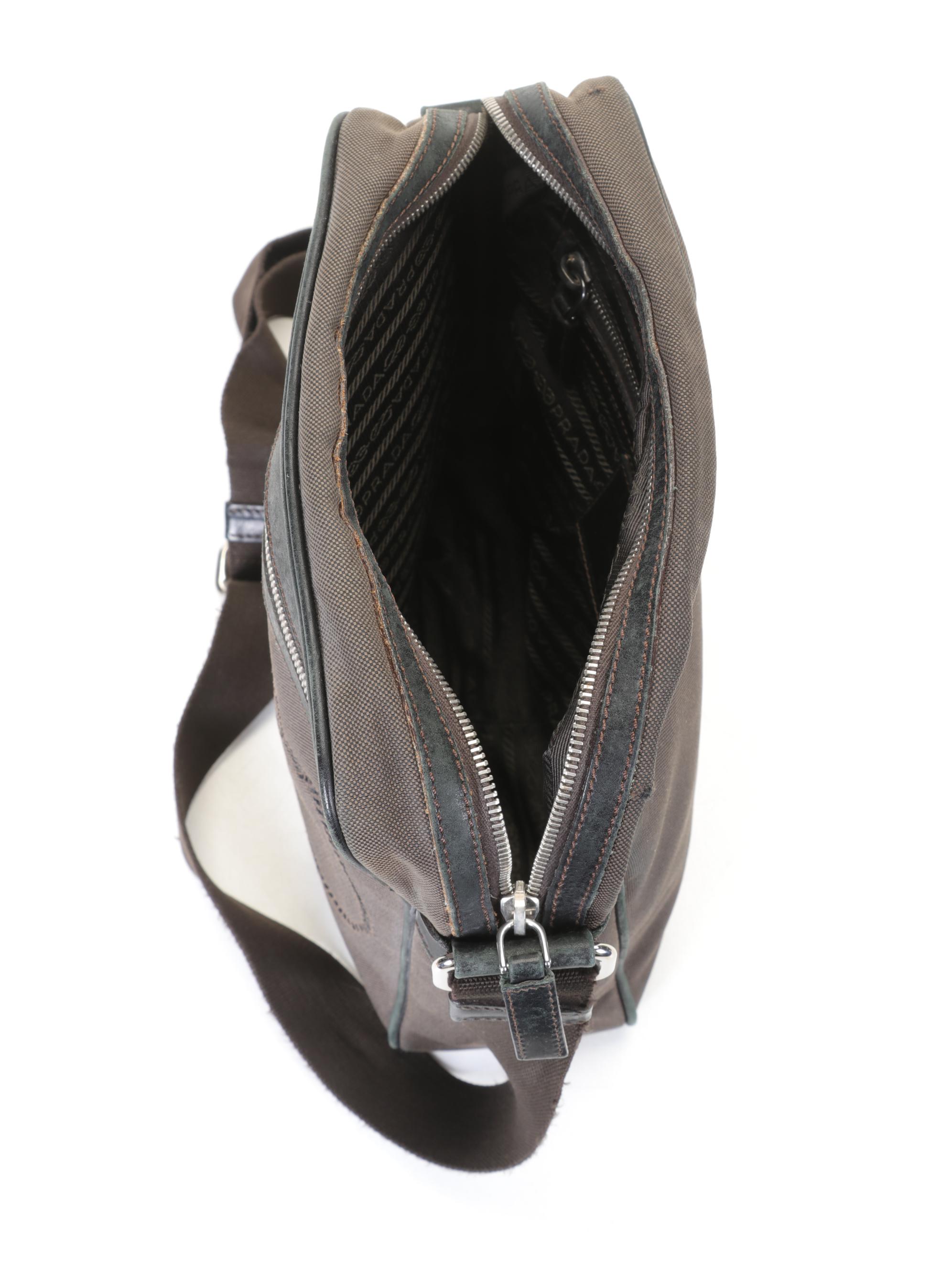 Prada Canapa Logo Jacquard Canvas and Leather Crossbody Bag