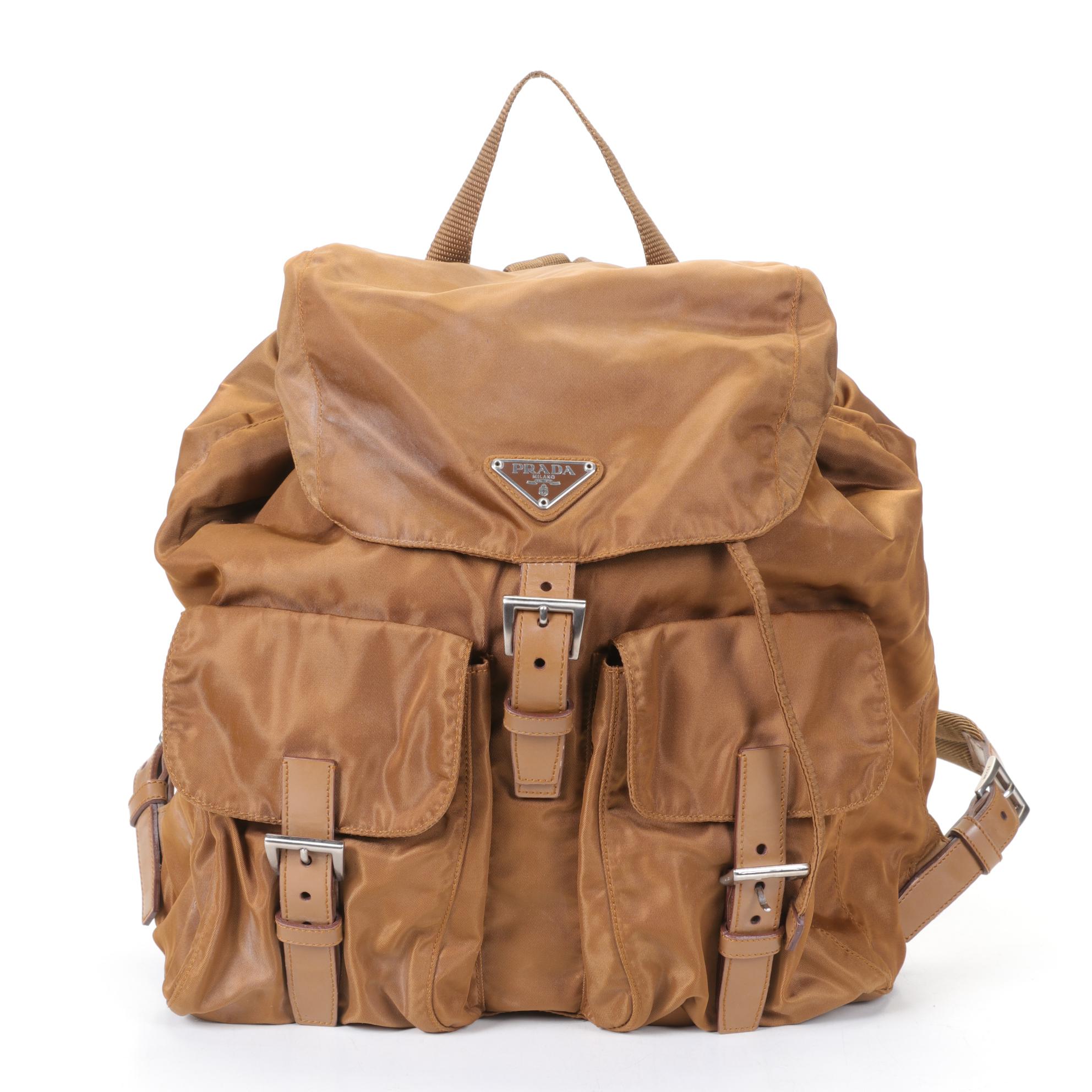 Prada Tessuto Nylon Rucksack Backpack in Tobacco