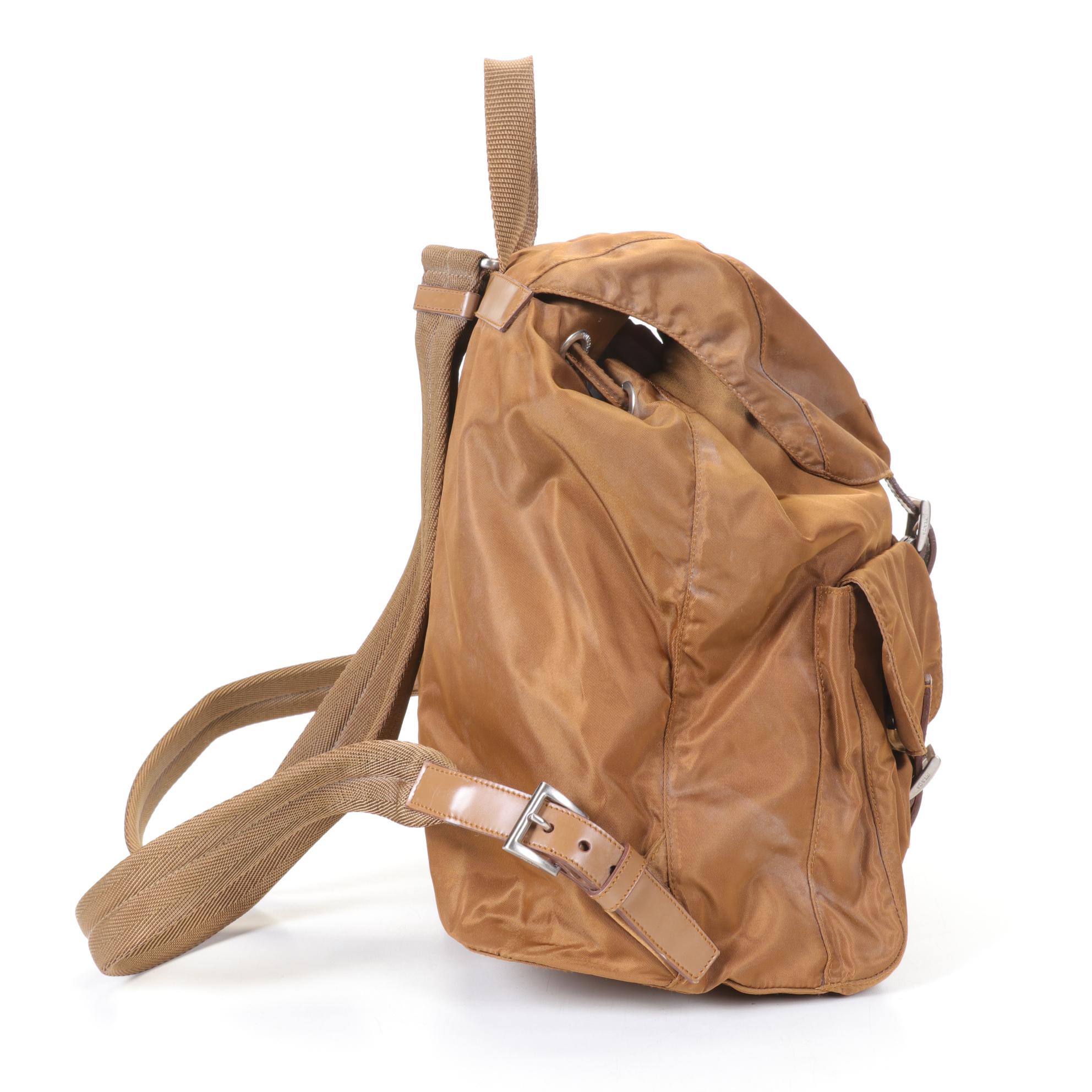 Prada Tessuto Nylon Rucksack Backpack in Tobacco