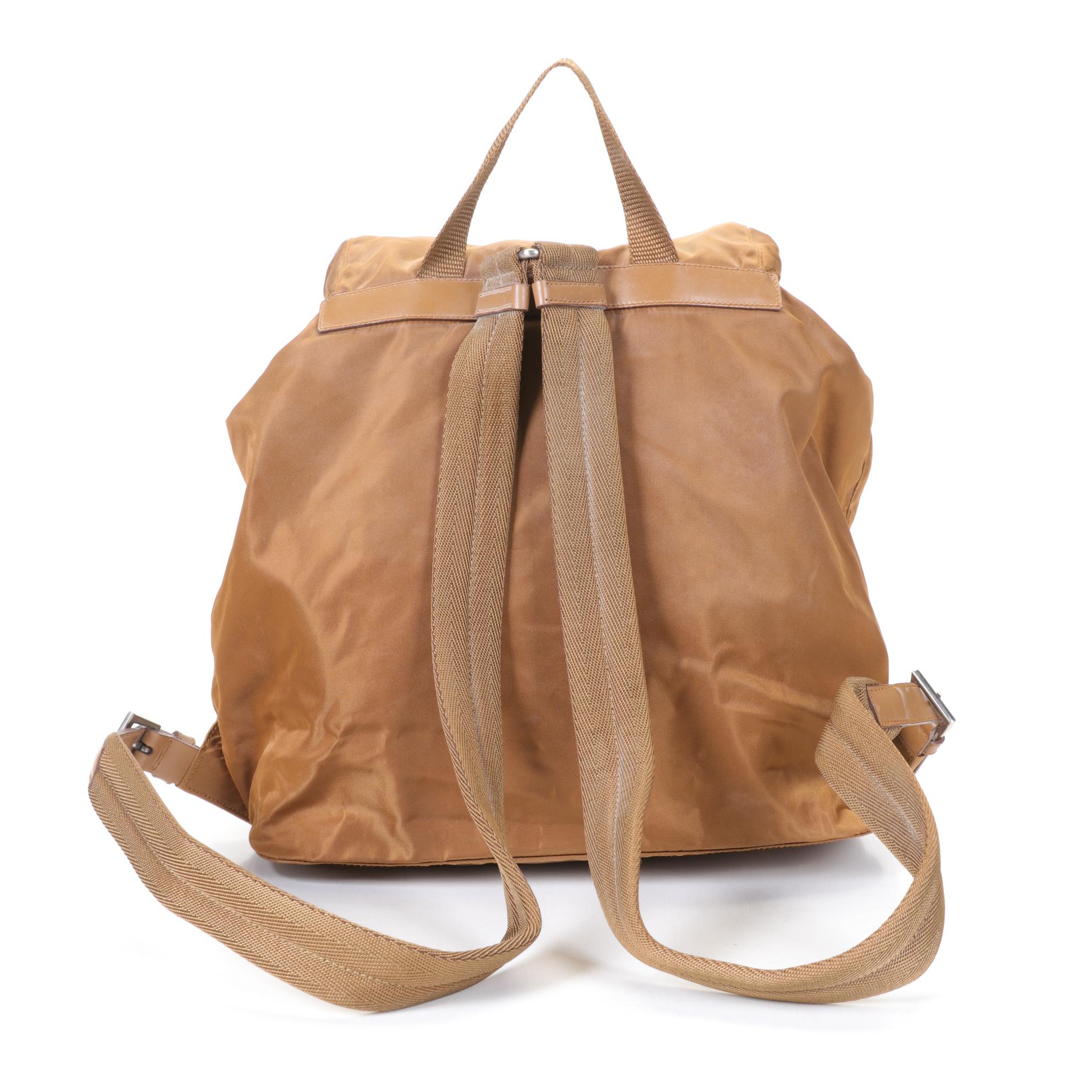 Prada Tessuto Nylon Rucksack Backpack in Tobacco