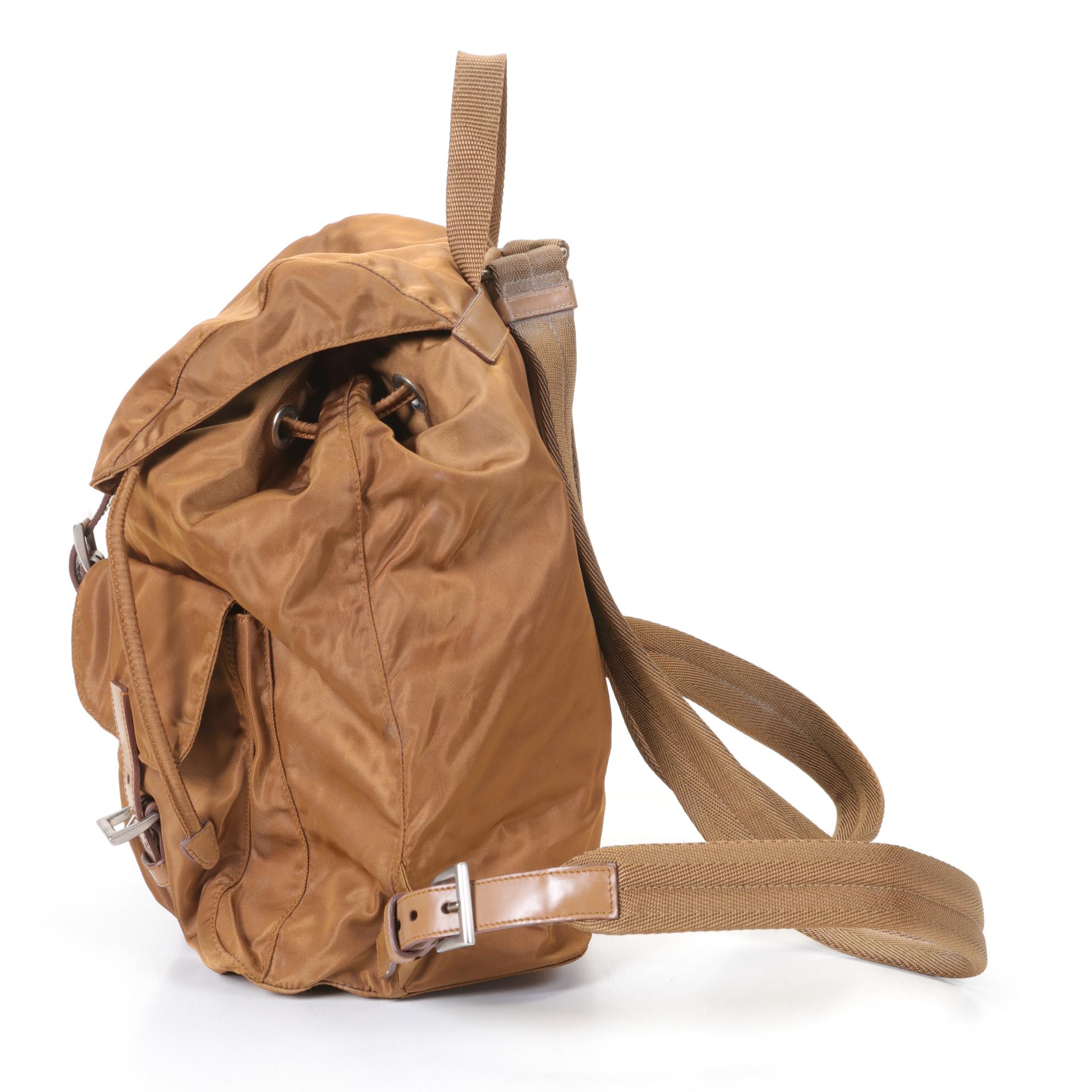 Prada Tessuto Nylon Rucksack Backpack in Tobacco