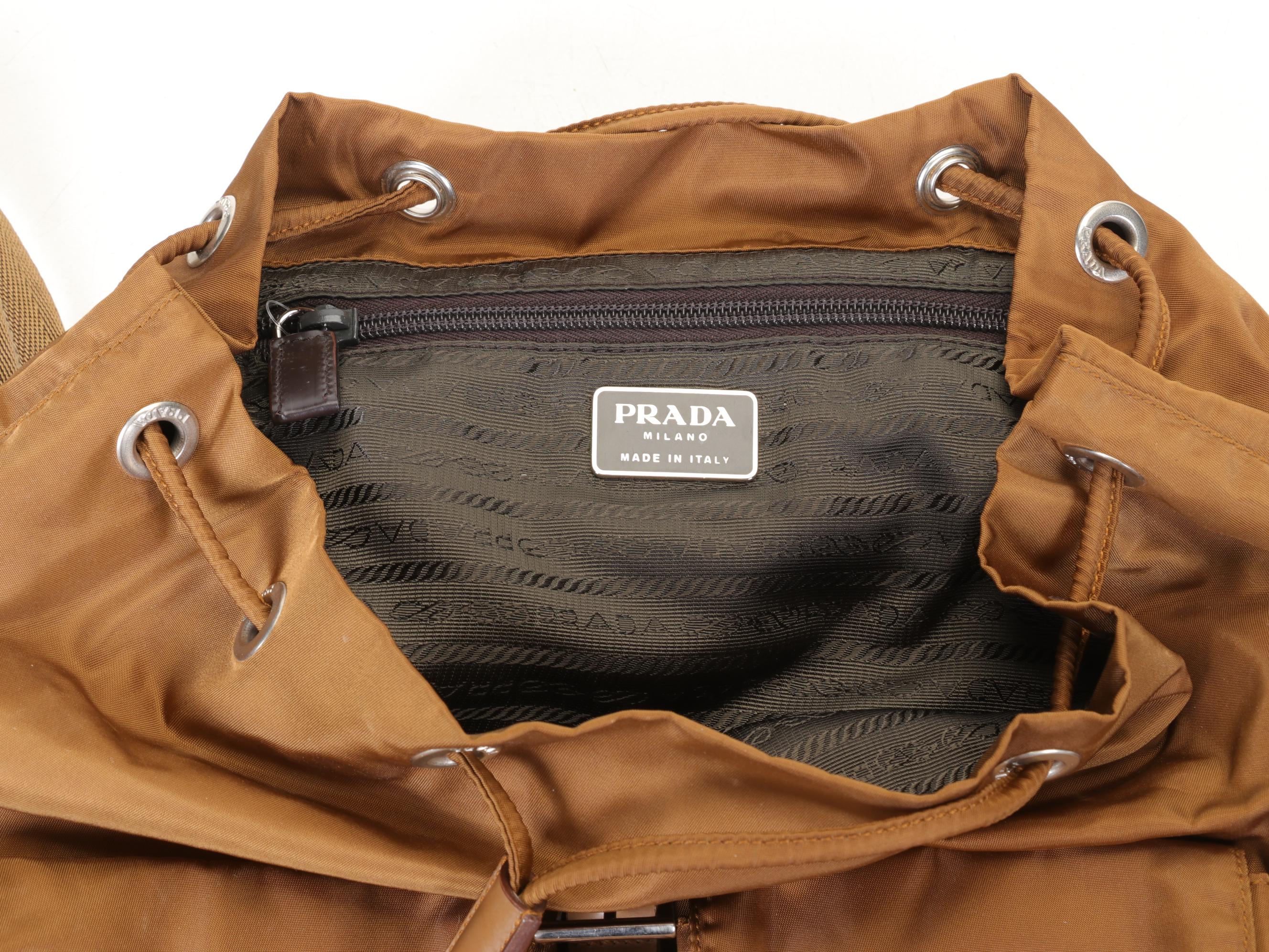 Prada Tessuto Nylon Rucksack Backpack in Tobacco