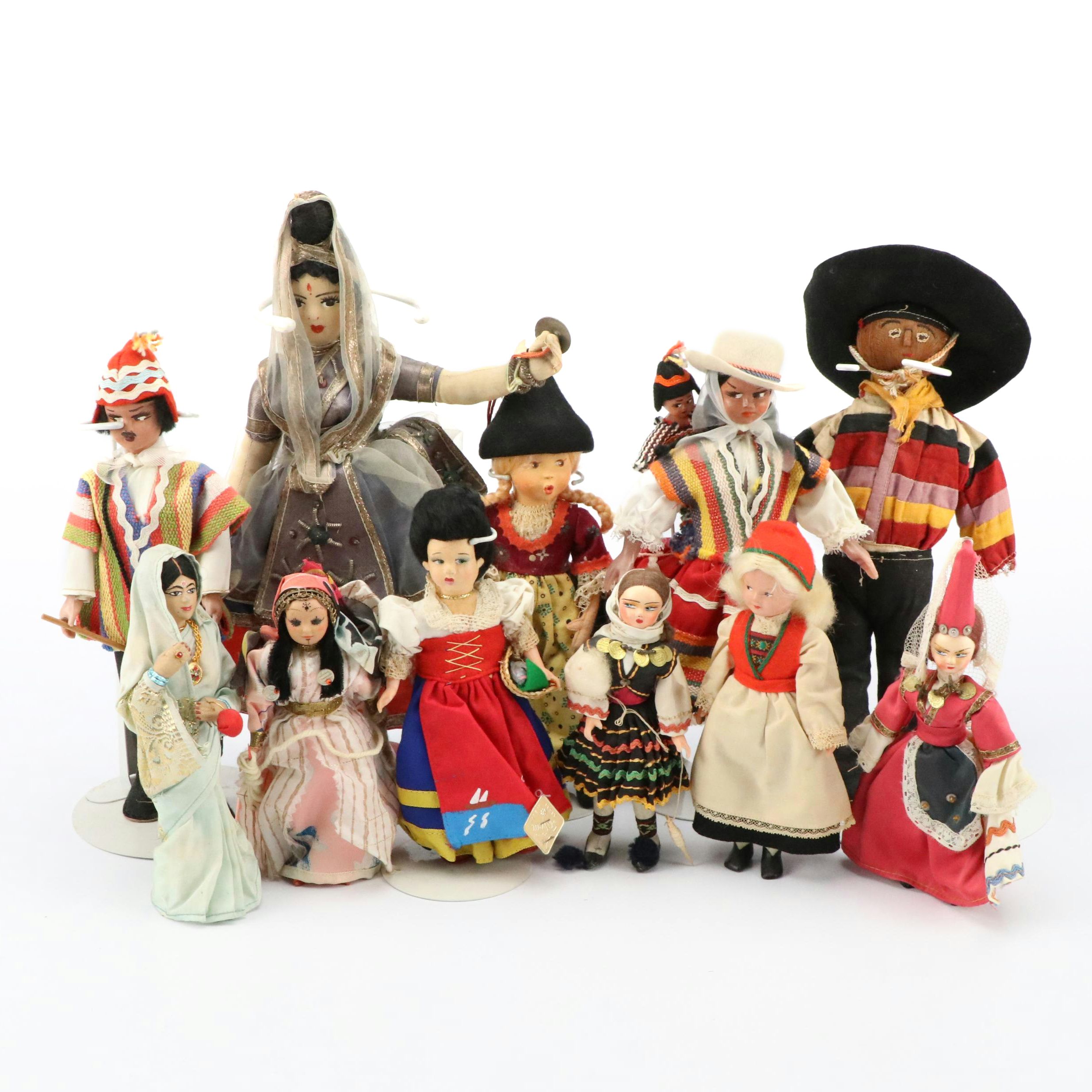 Magis Roma and Other International Souvenir Dolls, Mid-20th Century