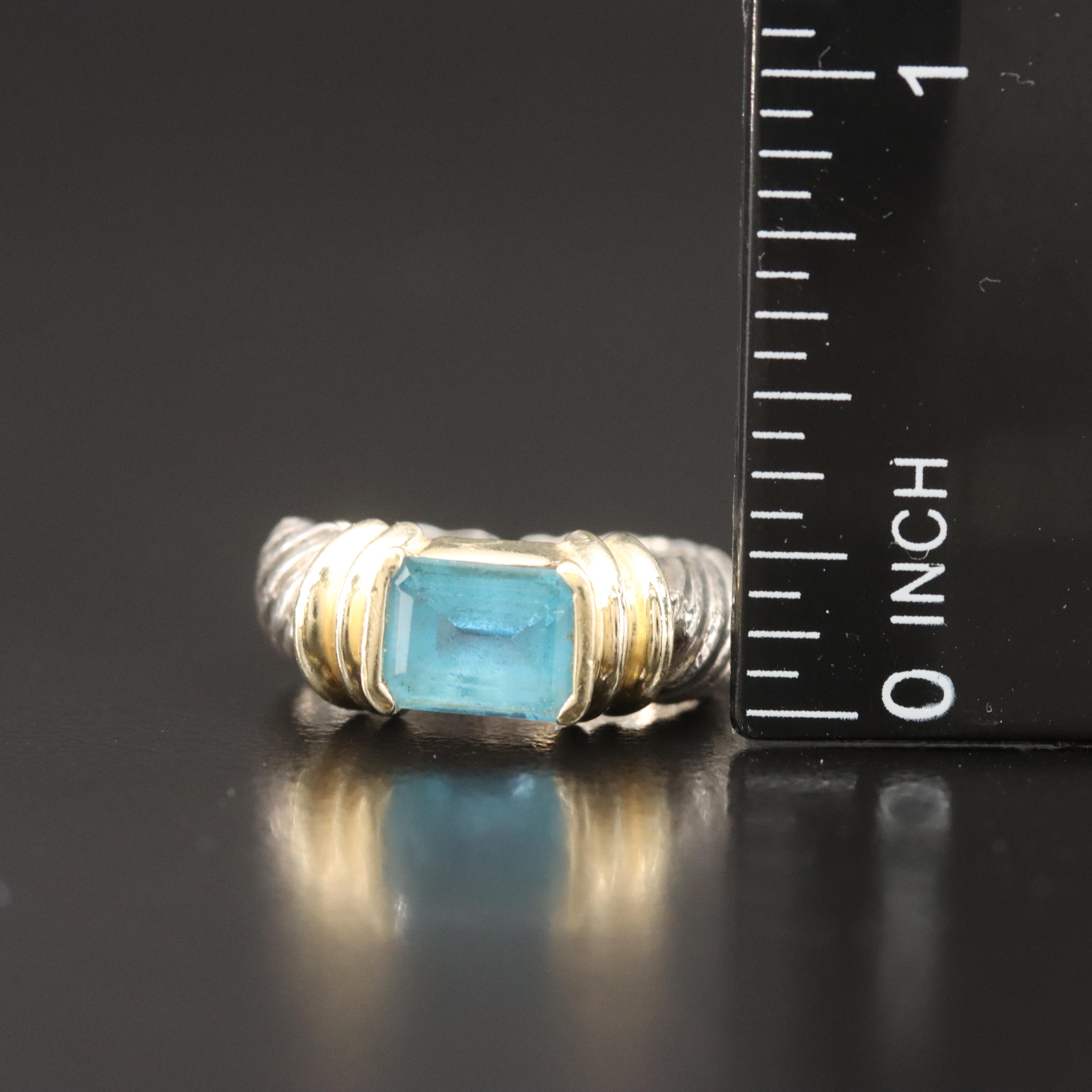 David Yurman Noblesse Sterling, 14K and Blue Topaz Ring