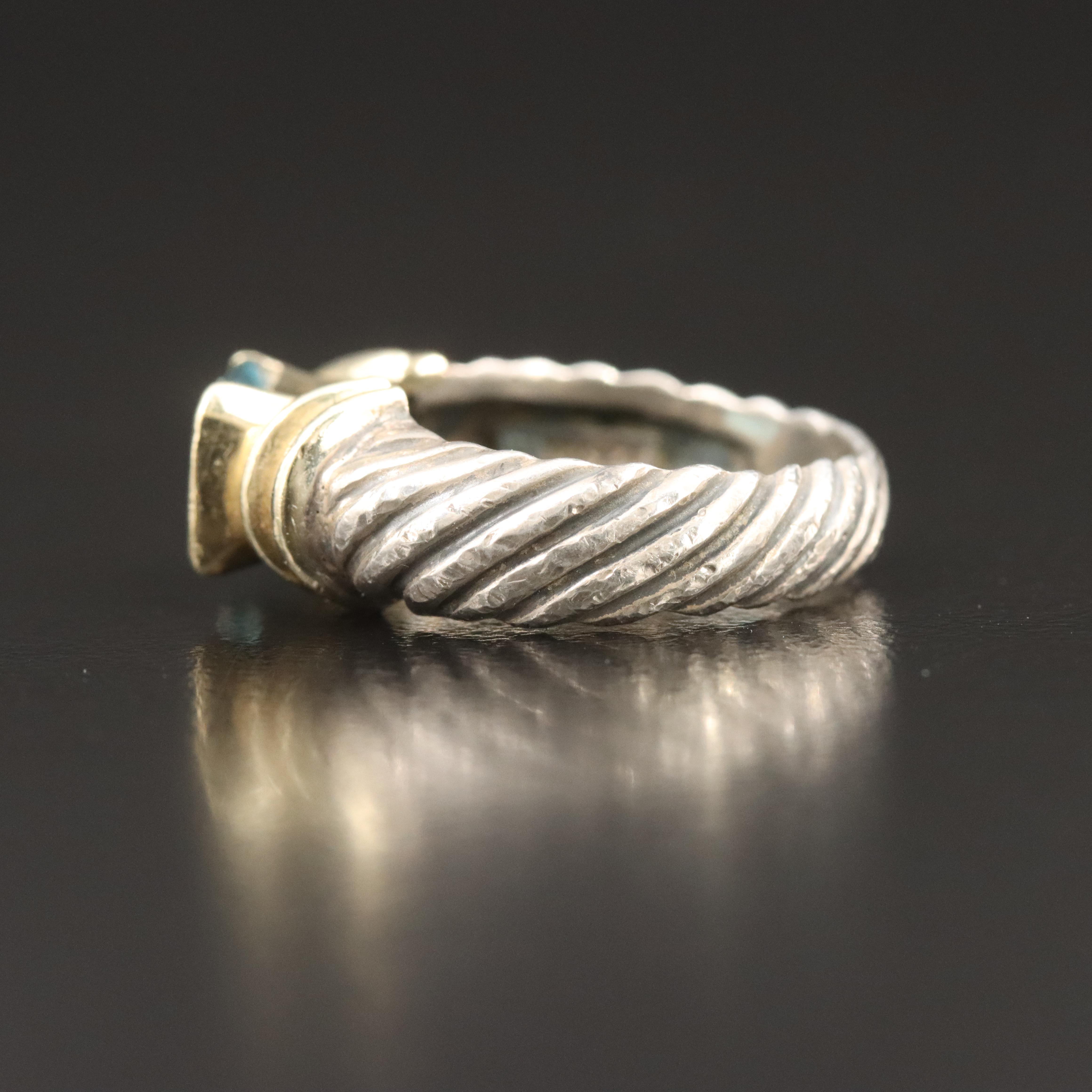 David Yurman Noblesse Sterling, 14K and Blue Topaz Ring