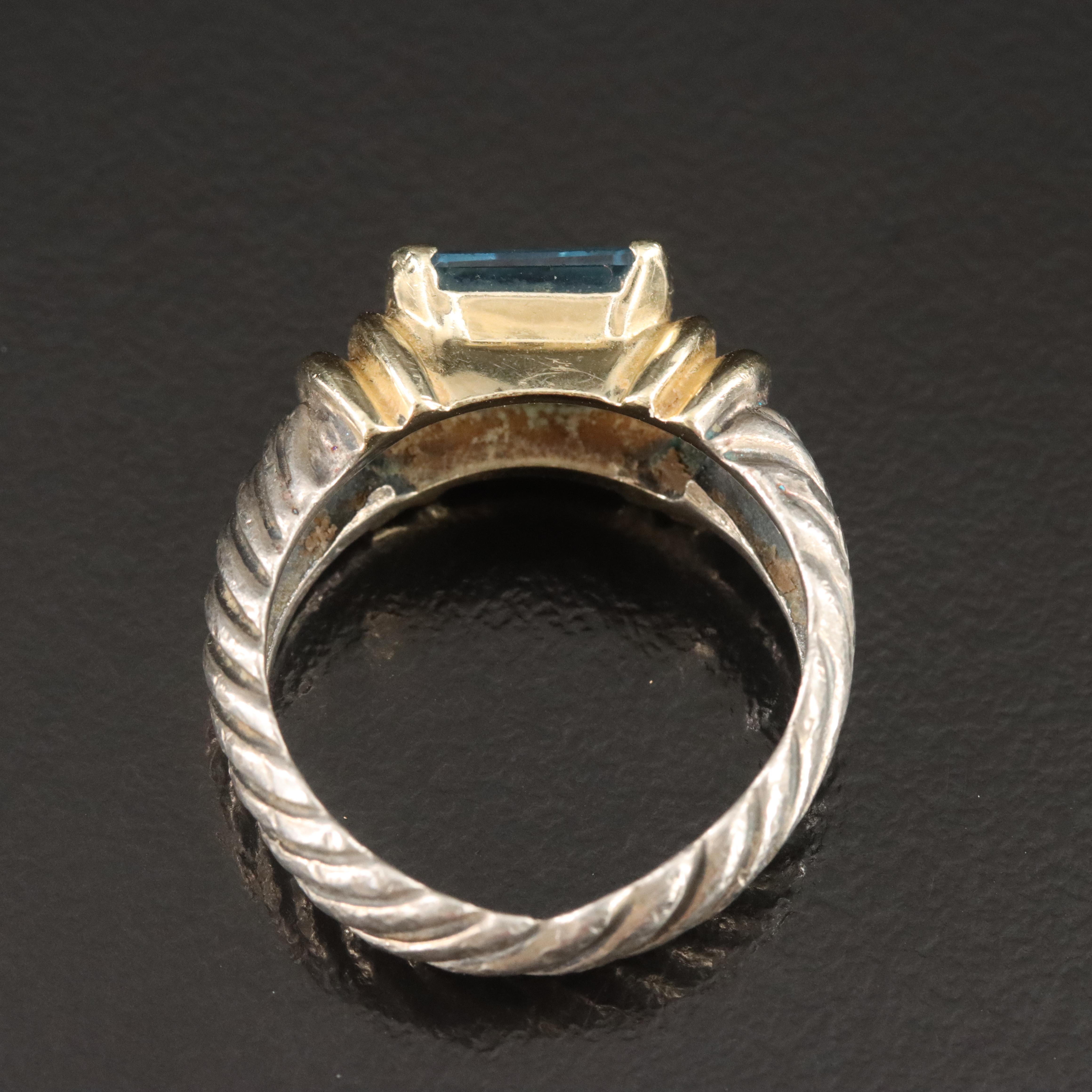 David Yurman Noblesse Sterling, 14K and Blue Topaz Ring