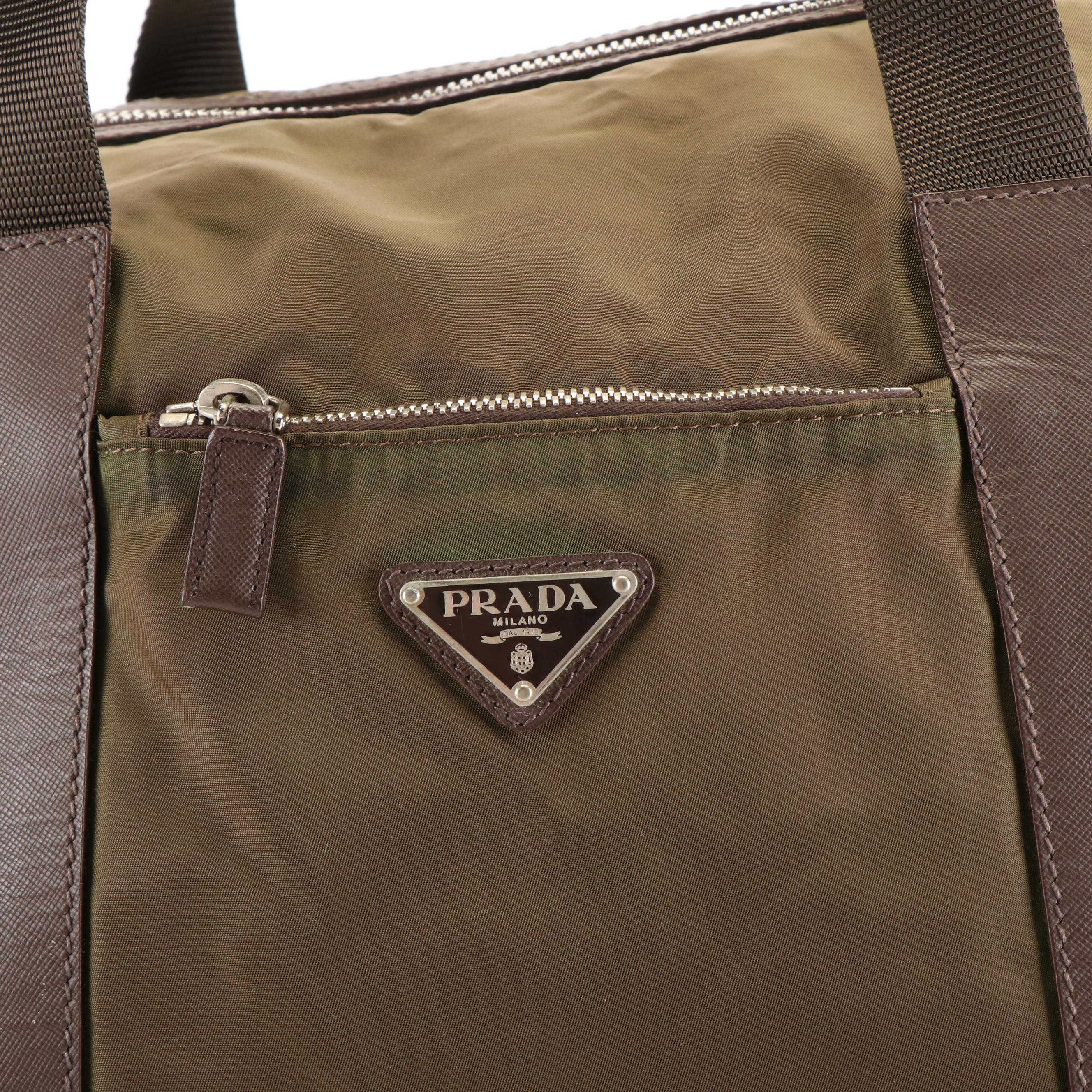Prada Tessuto Nylon and Leather Weekender Bag