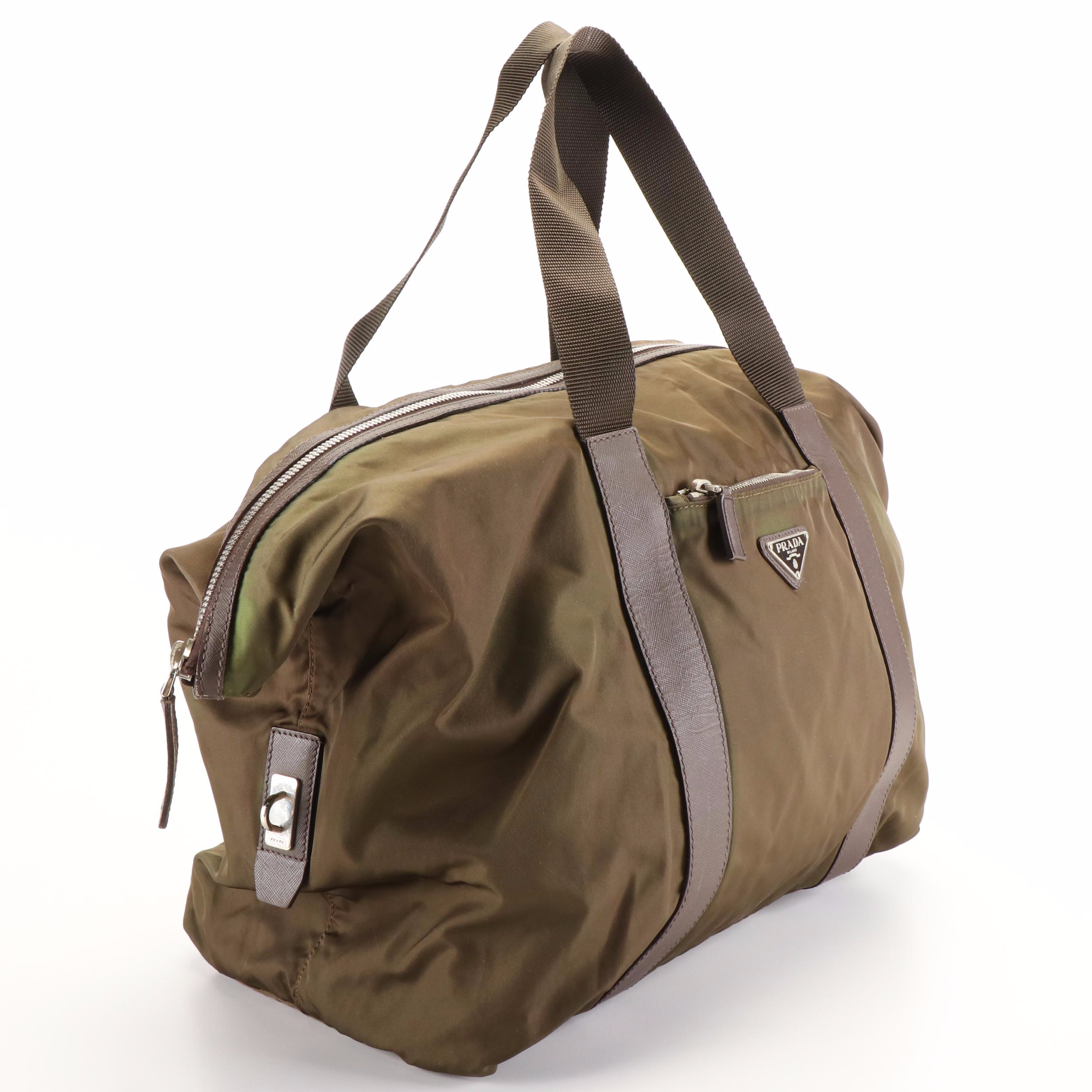 Prada Tessuto Nylon and Leather Weekender Bag