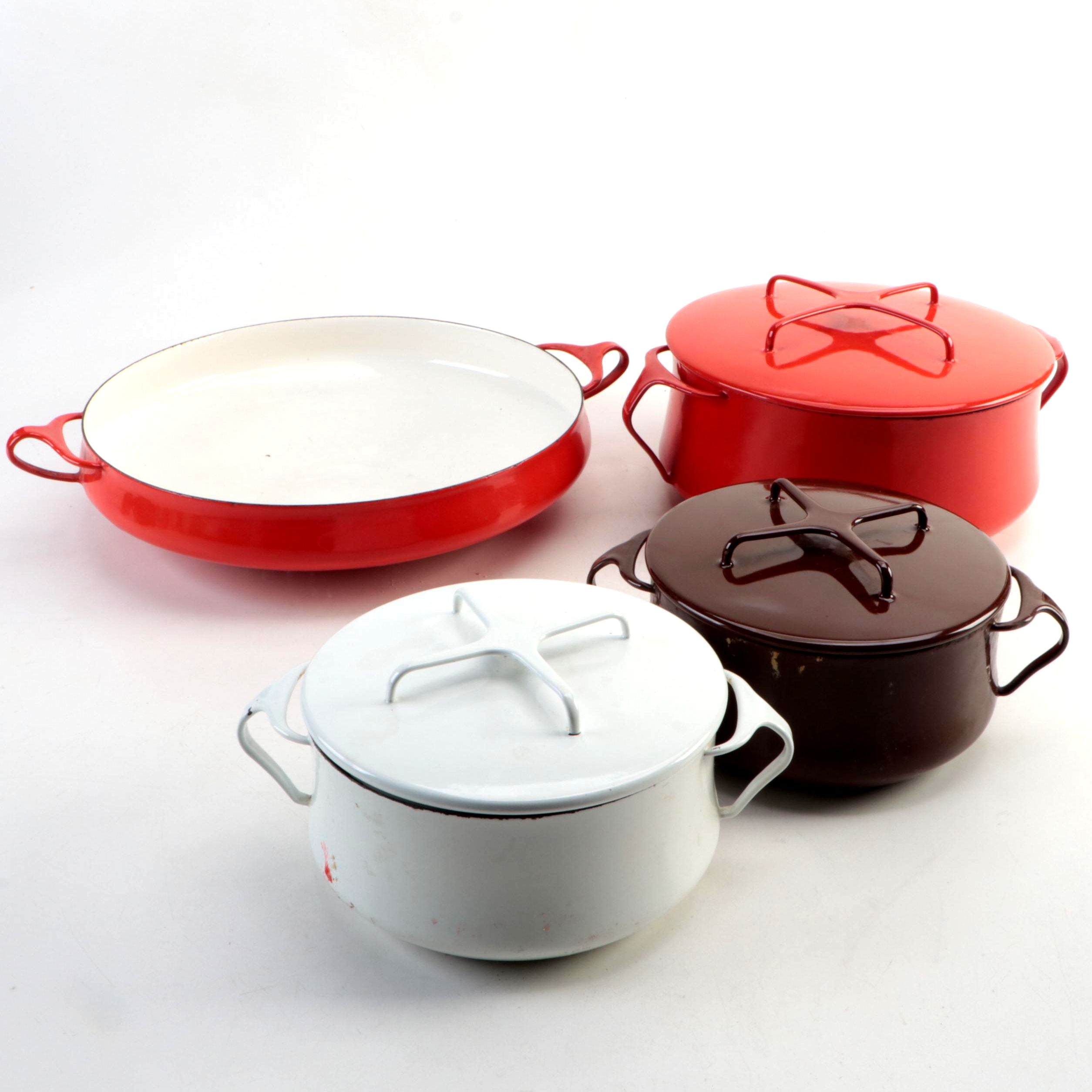 Dansk Danish Modern Cast Iron Enamel Købenstyle Casserole Dish and Pan