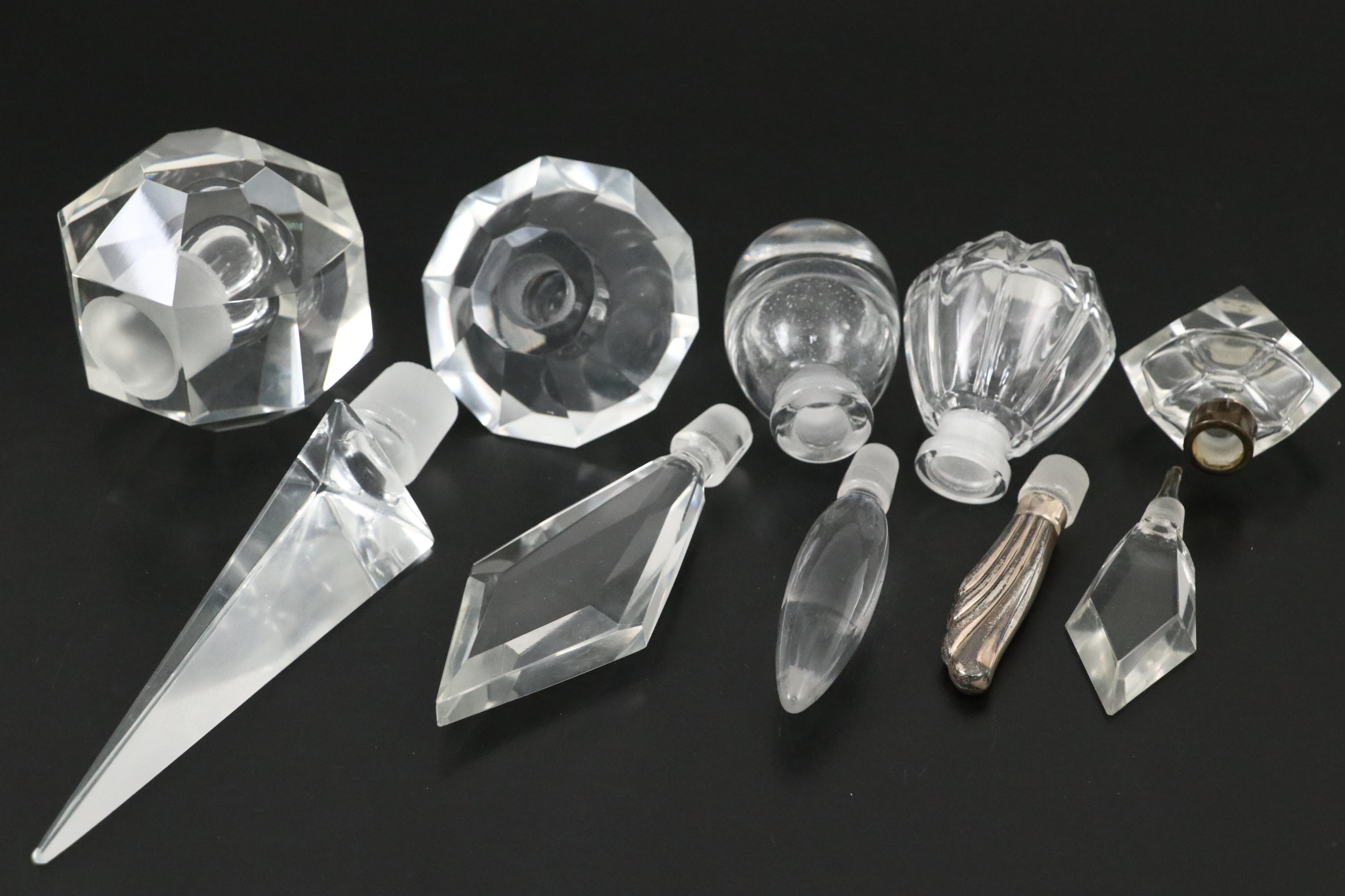 Wallace Sterling and Crystal Perfume Bottle and More Cut Crystal Perfume Bottles
