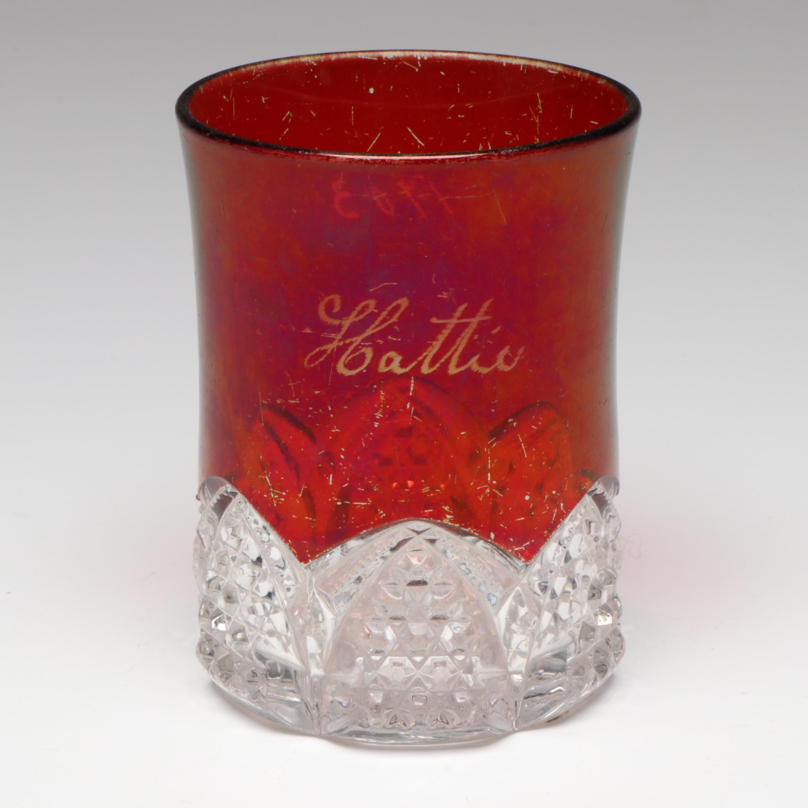 Avon "Cape Cod" Decanter Set with Victorian Ruby Flashed Tableware, 20th Century