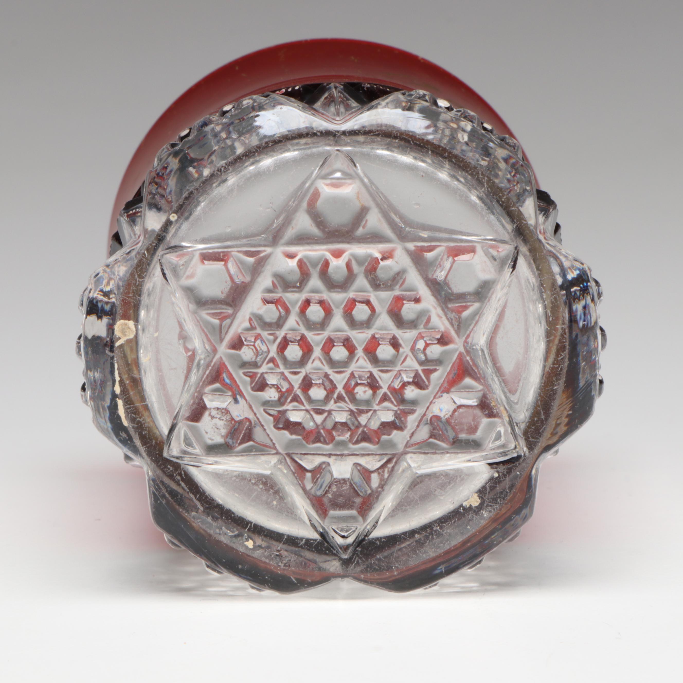 Avon "Cape Cod" Decanter Set with Victorian Ruby Flashed Tableware, 20th Century