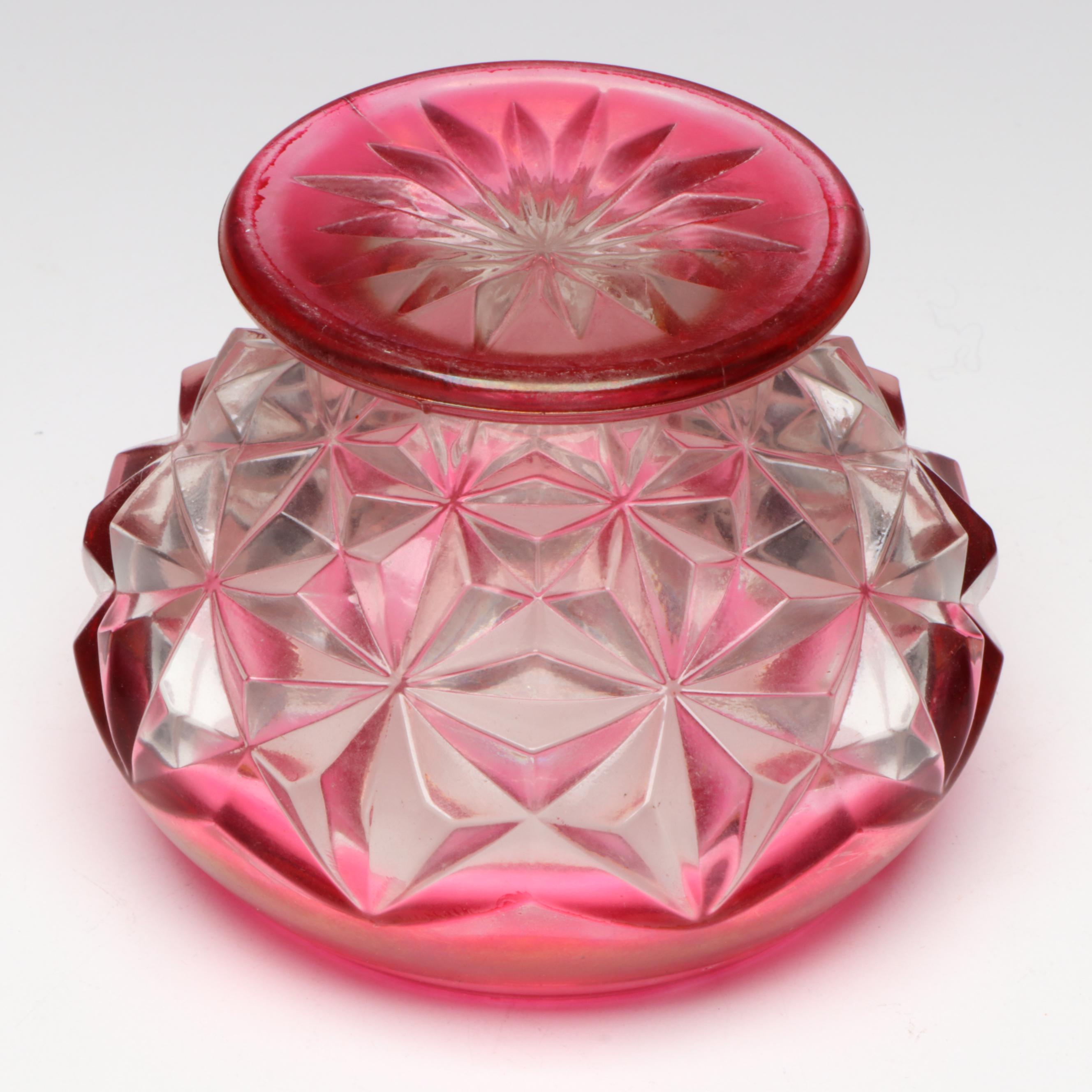 Avon "Cape Cod" Decanter Set with Victorian Ruby Flashed Tableware, 20th Century