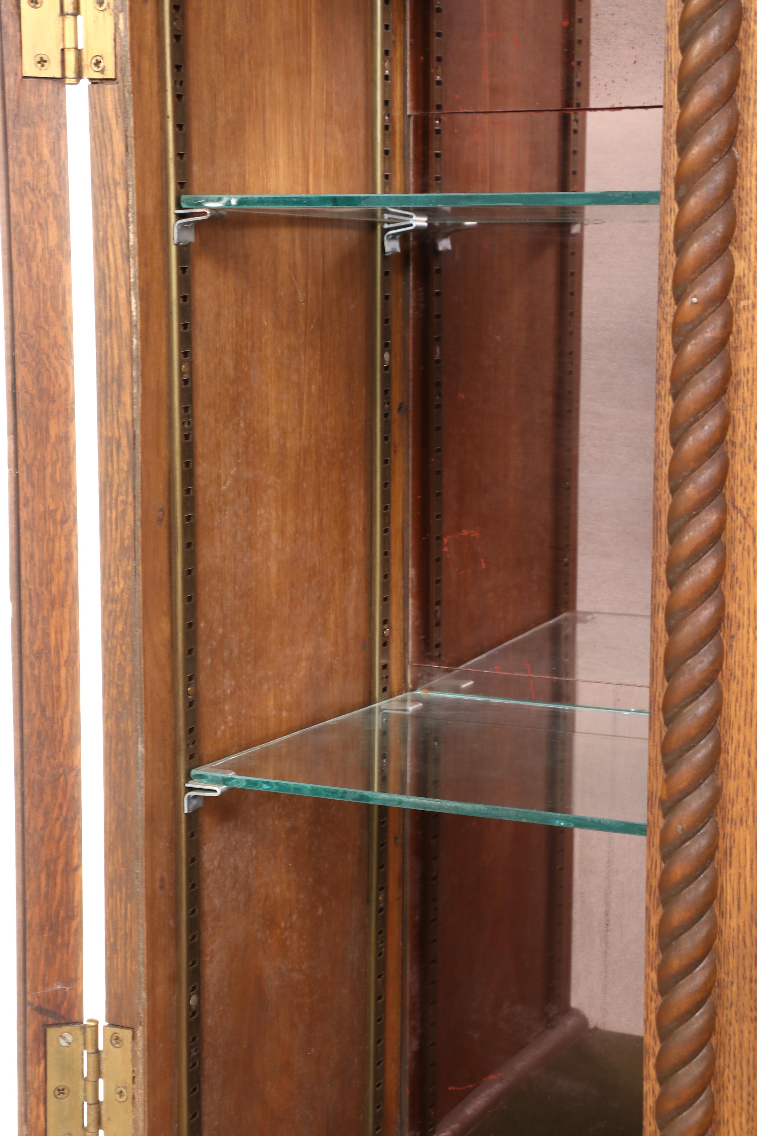 Victorian Oak and Glass Two-Piece China Cabinet, Late 19th/Early 20th Century