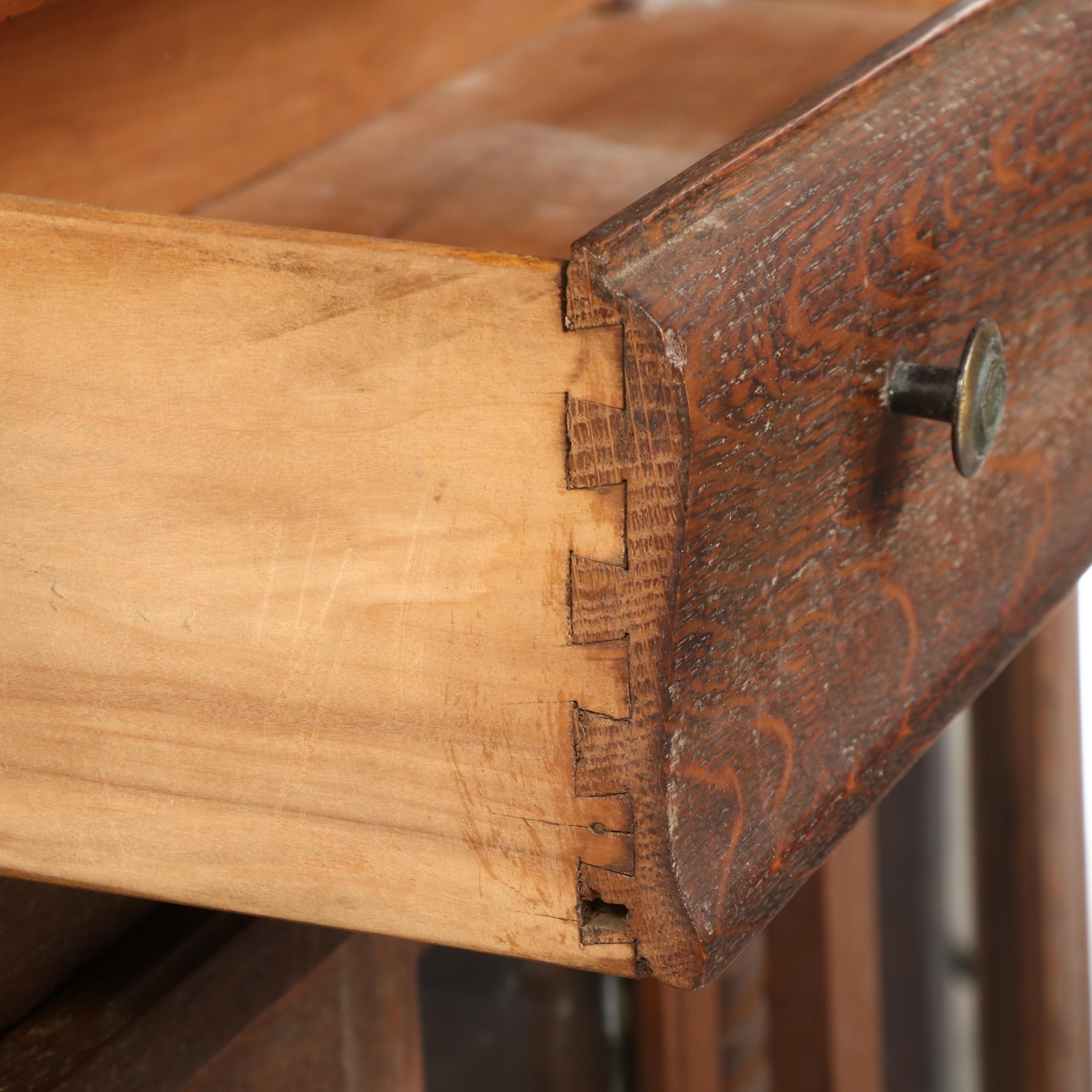 Victorian Oak and Glass Two-Piece China Cabinet, Late 19th/Early 20th Century