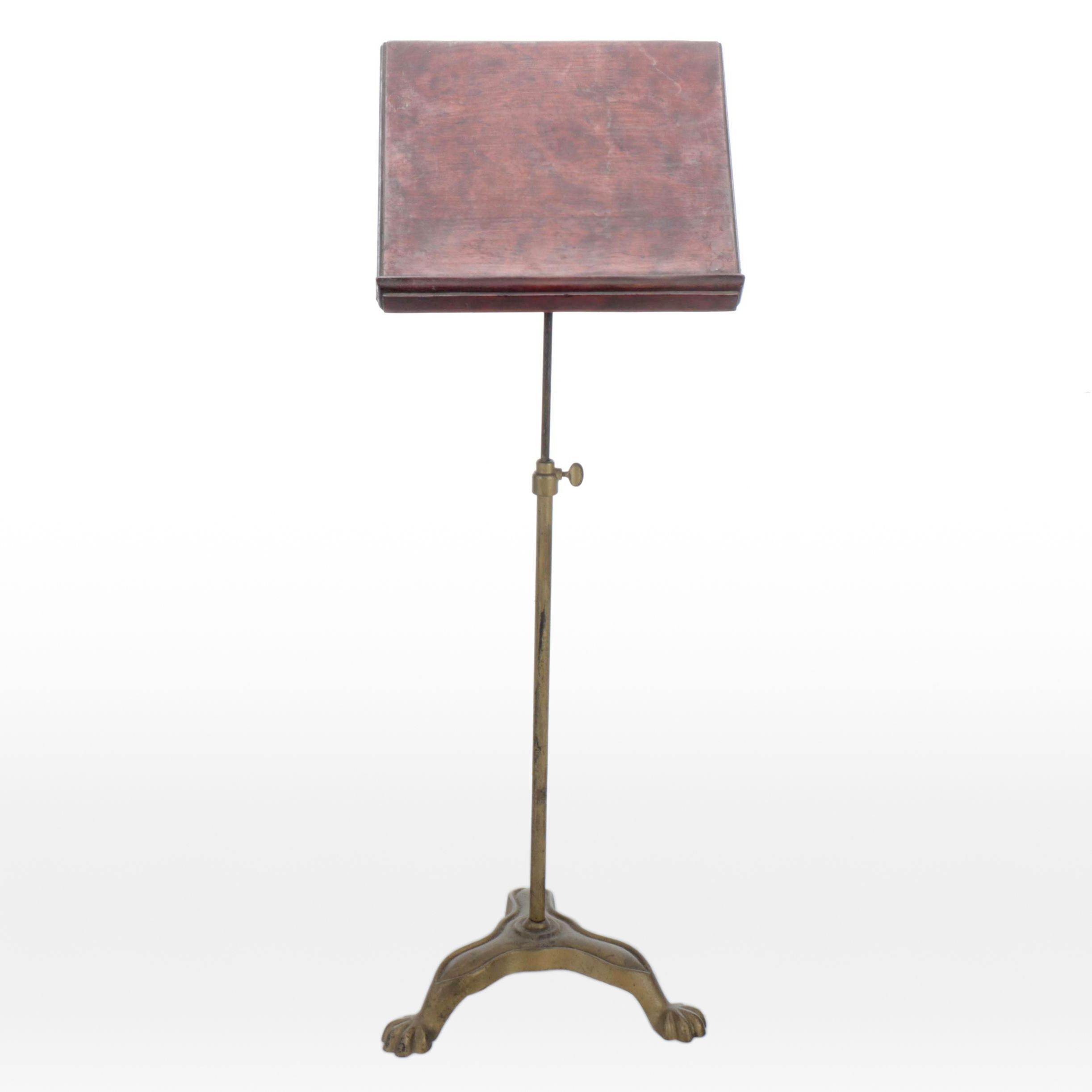 Mahogany and Cast Metal Claw Foot Sheet Music Stand