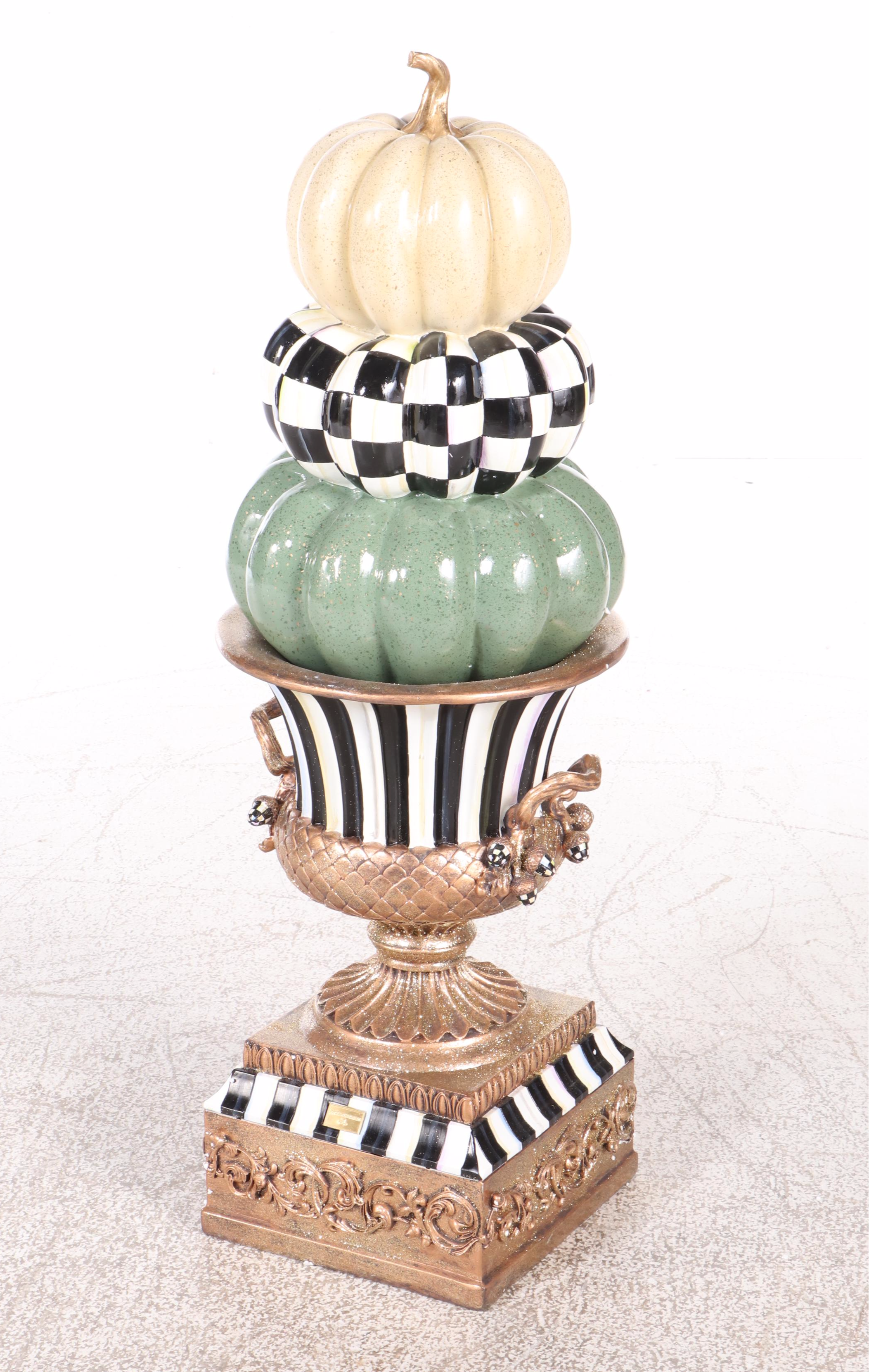 MacKenzie-Childs "Autumn Naturals" Pumpkin Topiary Urn