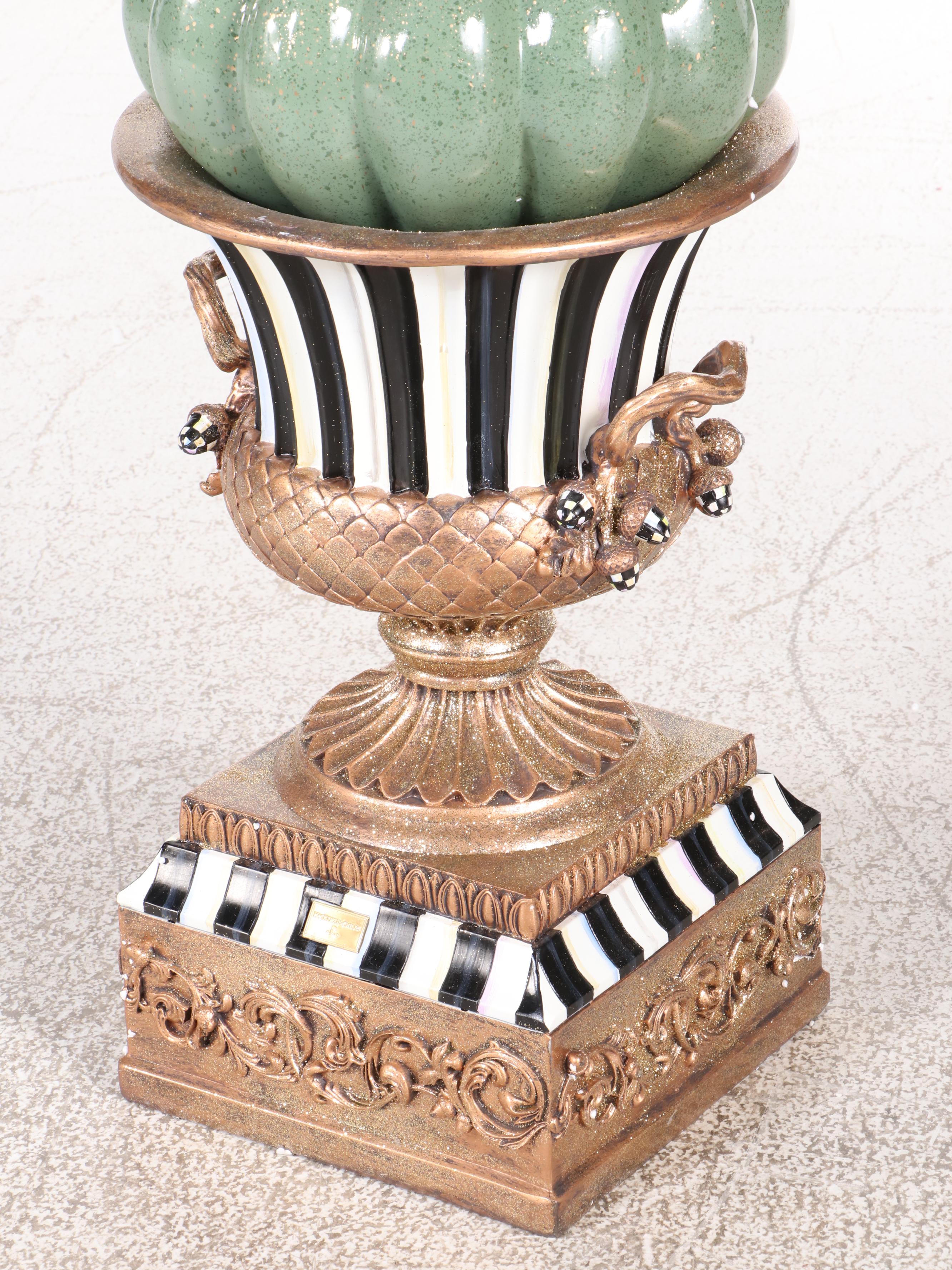 MacKenzie-Childs "Autumn Naturals" Pumpkin Topiary Urn