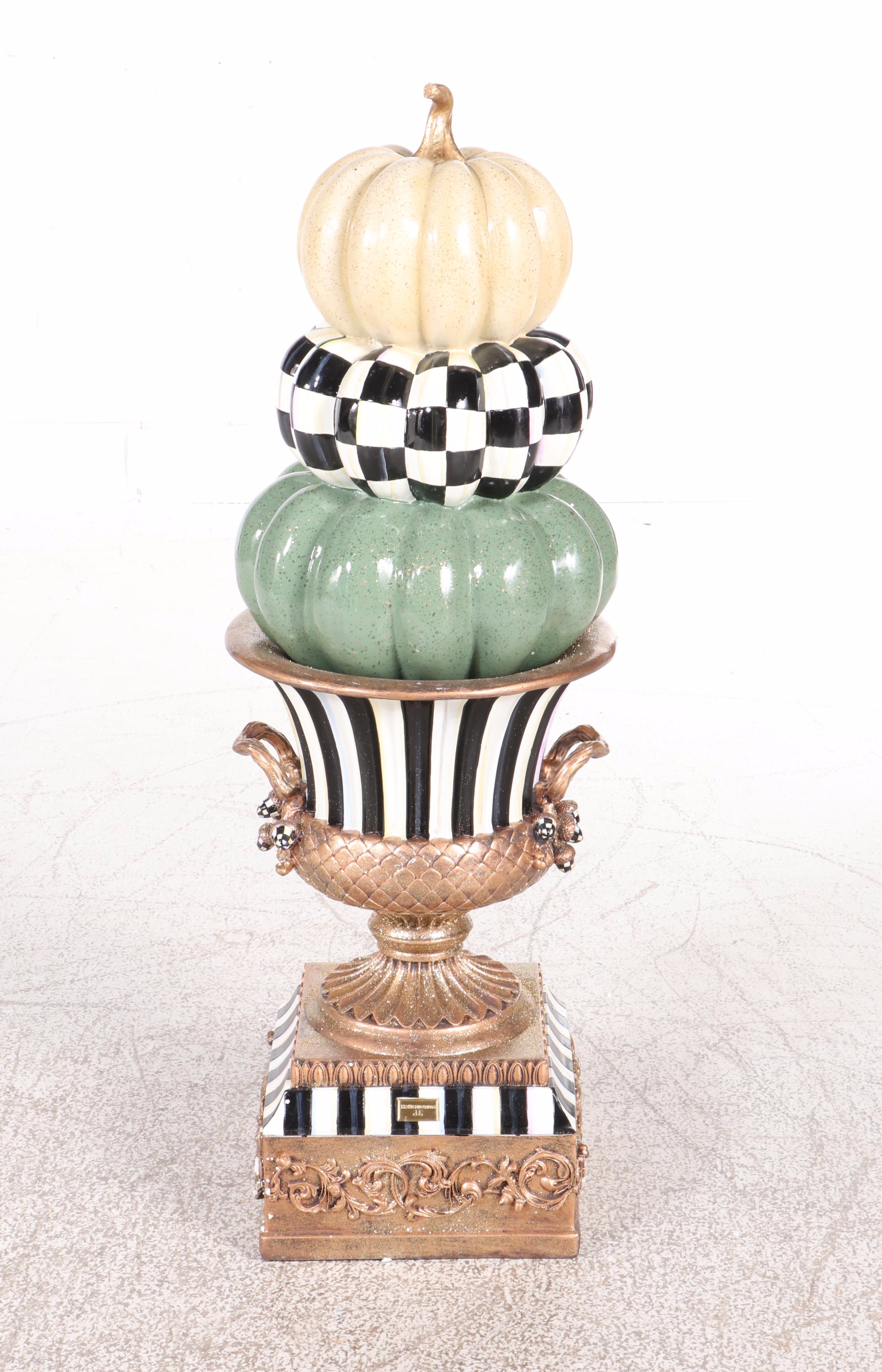 MacKenzie-Childs "Autumn Naturals" Pumpkin Topiary Urn