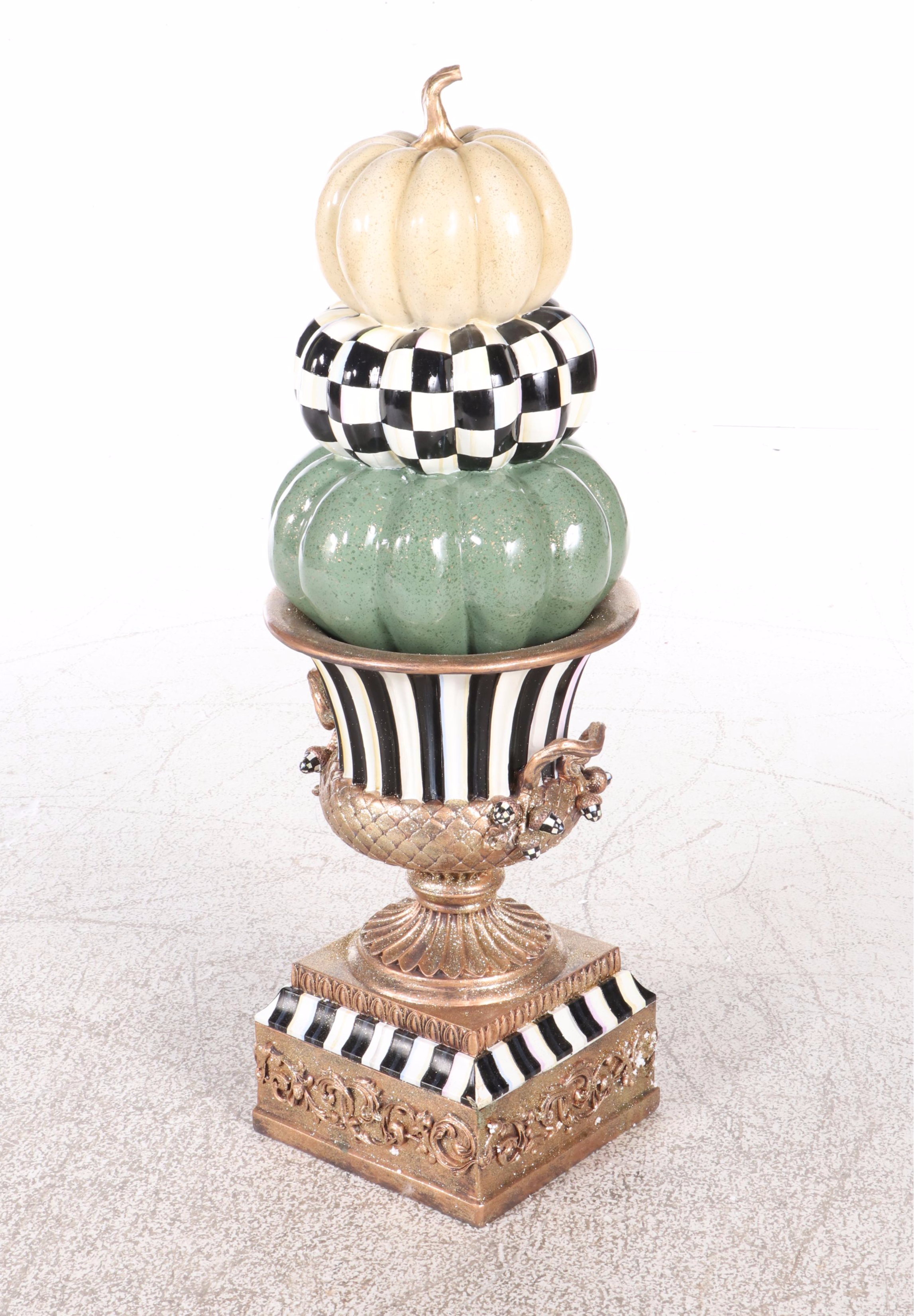 MacKenzie-Childs "Autumn Naturals" Pumpkin Topiary Urn