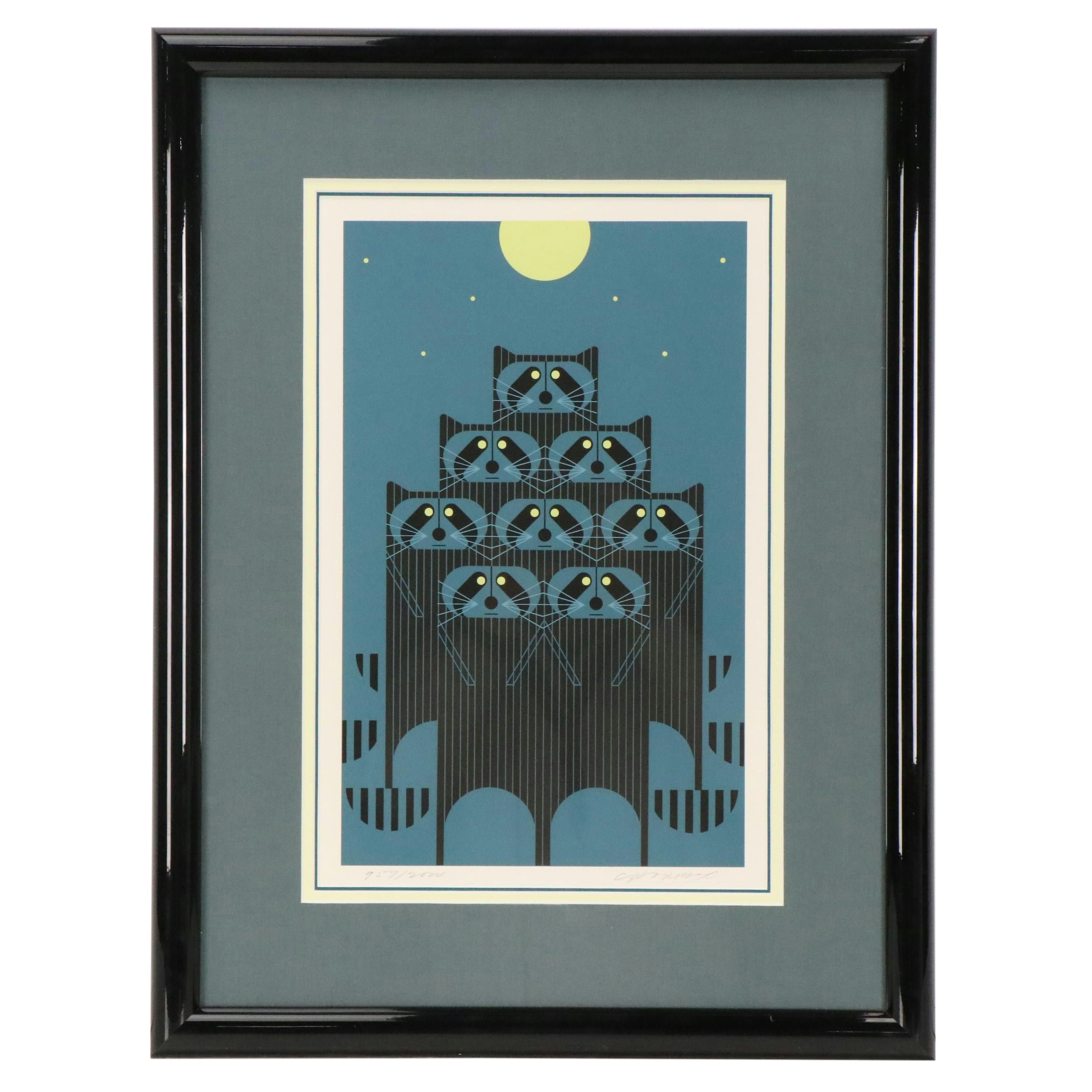 Charley Harper Modern Serigraph "Raccpack"