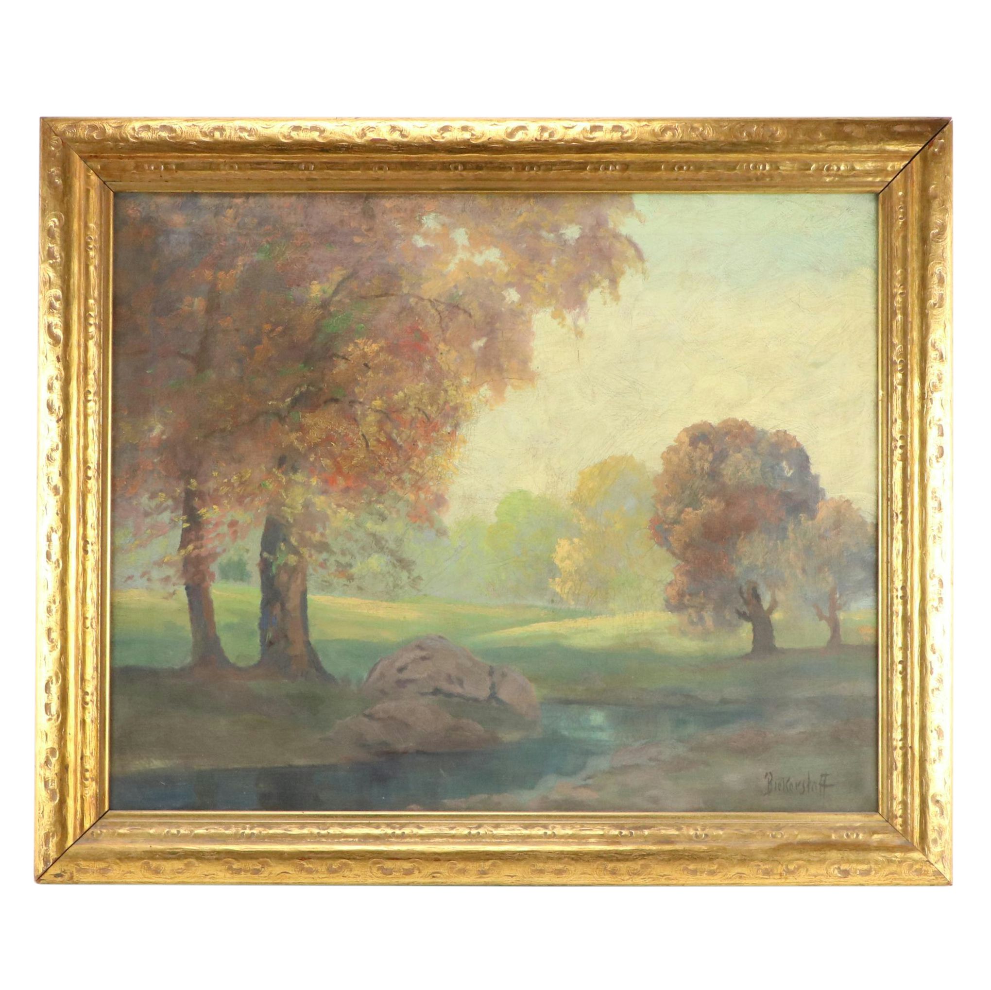 George Bickerstaff Landscape Oil Painting of Park
