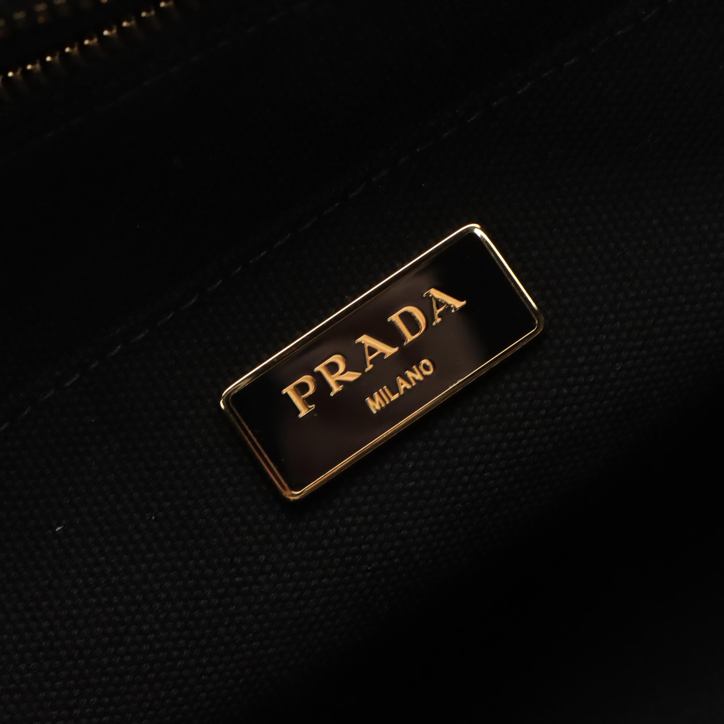 Prada Large Crystal Studded Canapa Bijoux Tote in Black Canvas