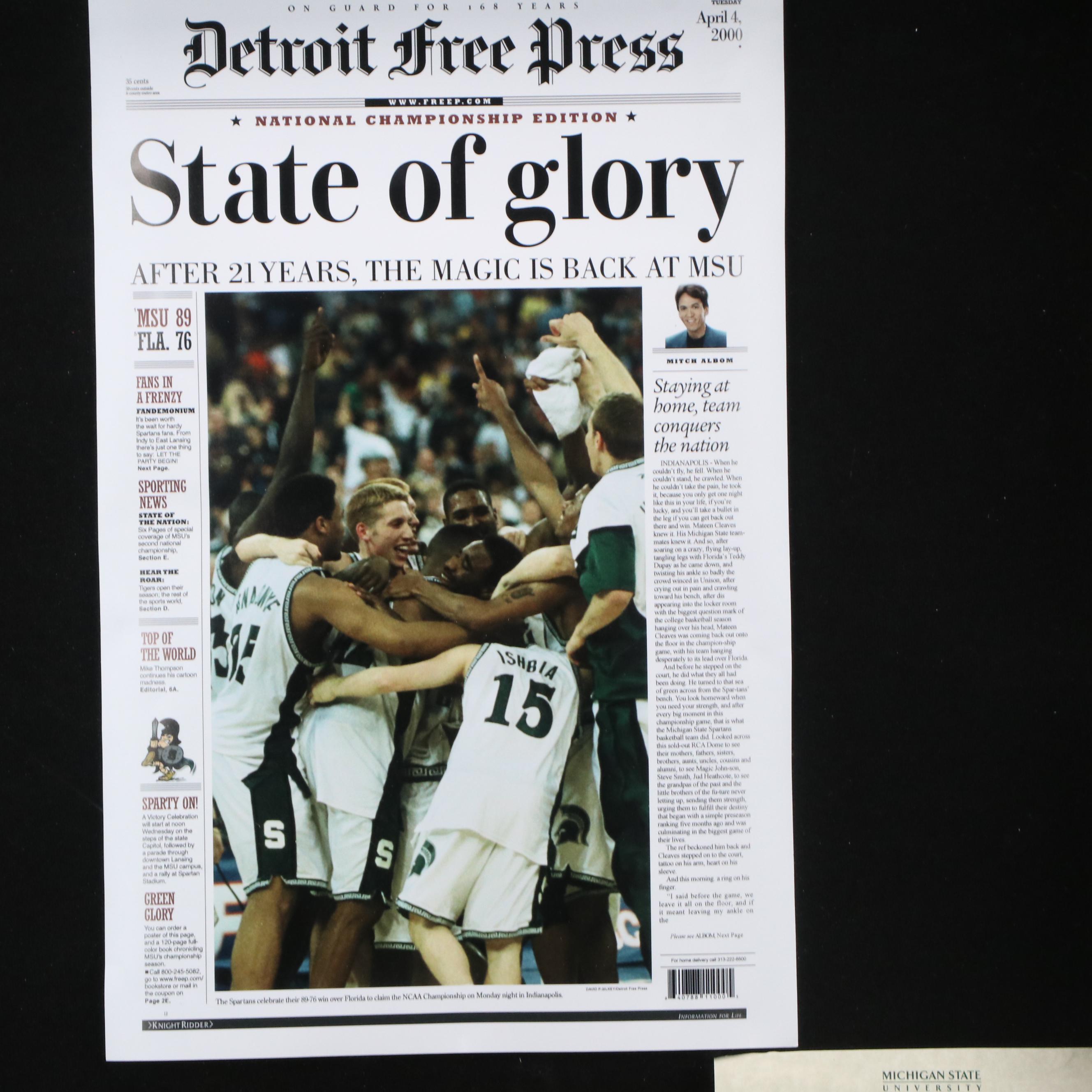 Michigan State University Basketball Court Piece with Display