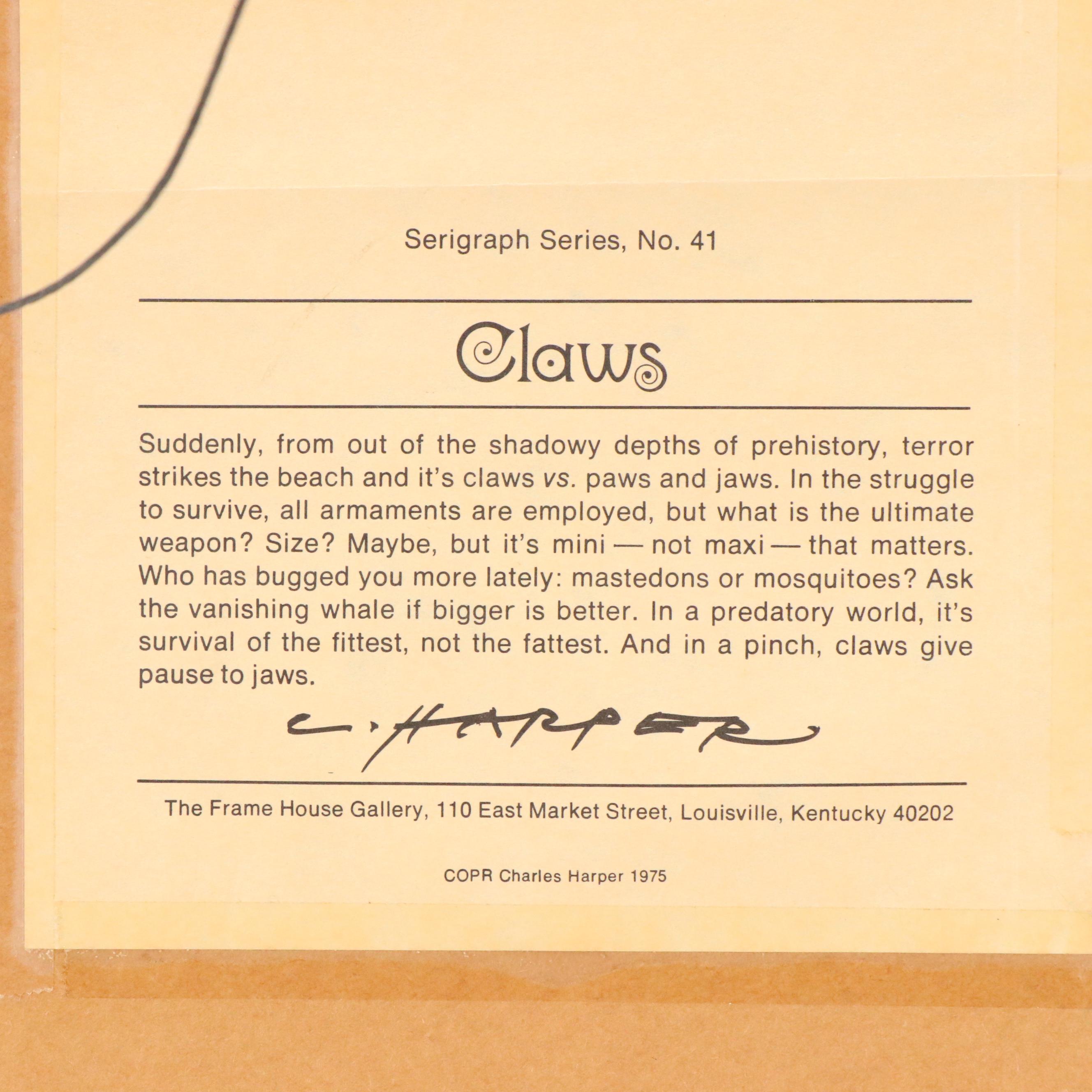 Charley Harper Modern Serigraph "Claws," 1975