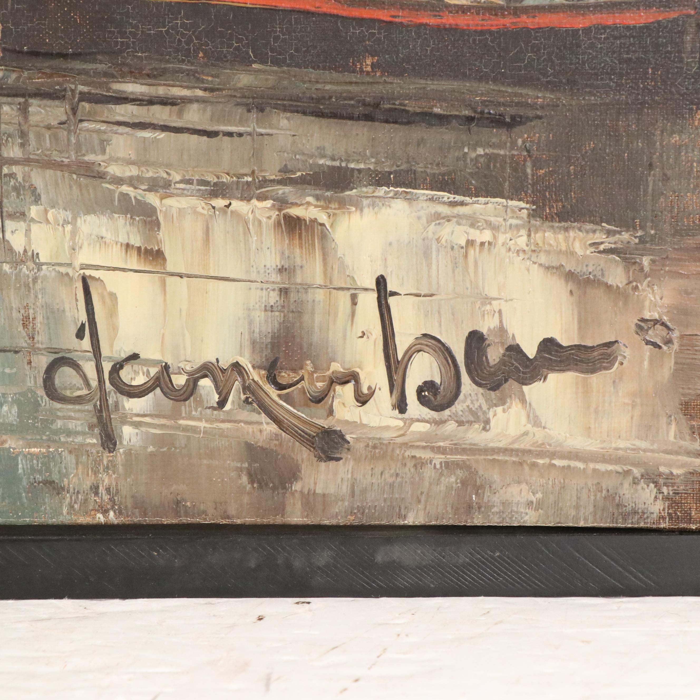 Leon Corbeau Venetian Canal Scene Oil Painting