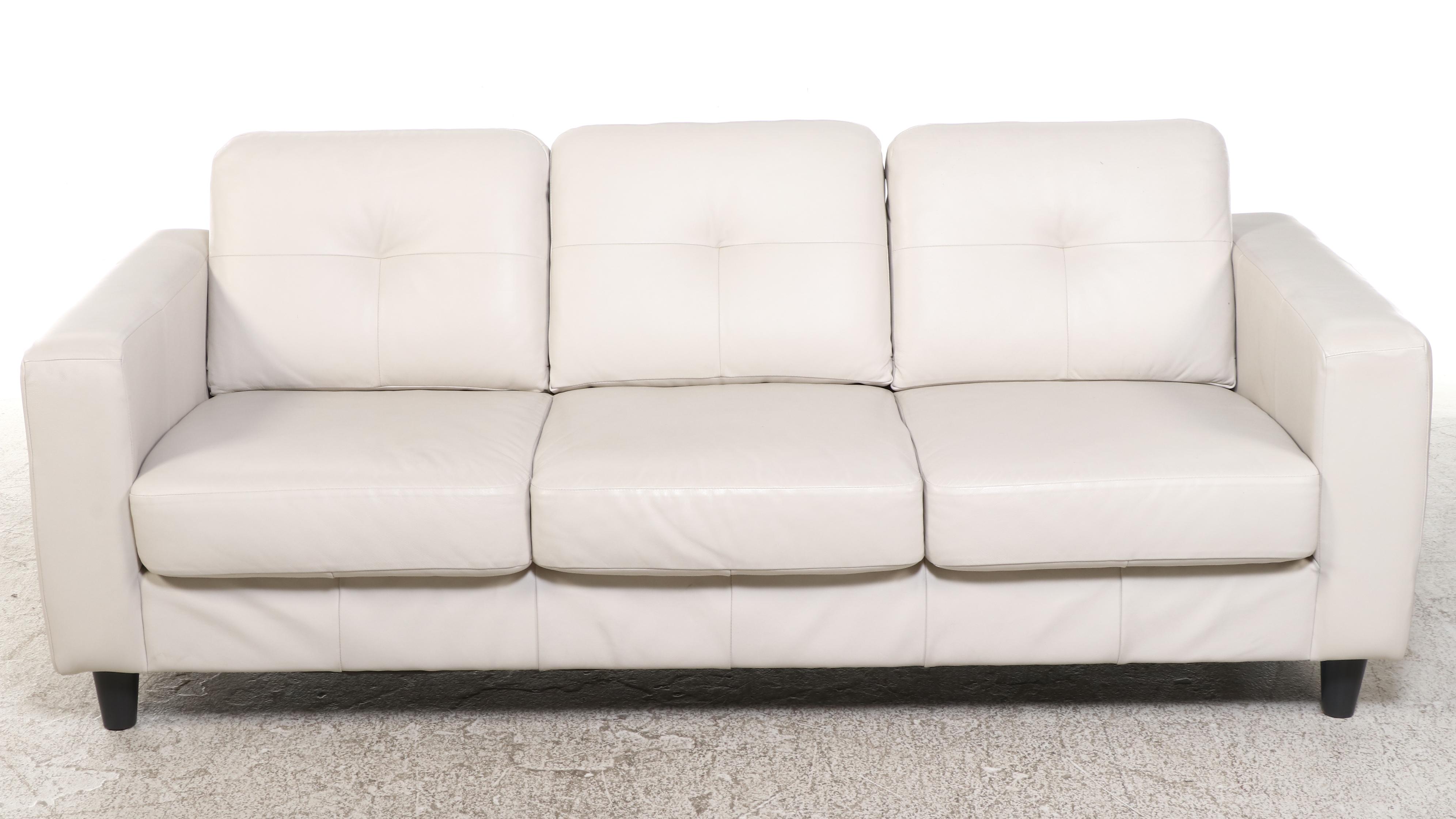 EQ3 Modernist Style Leather Track-Arm Sofa