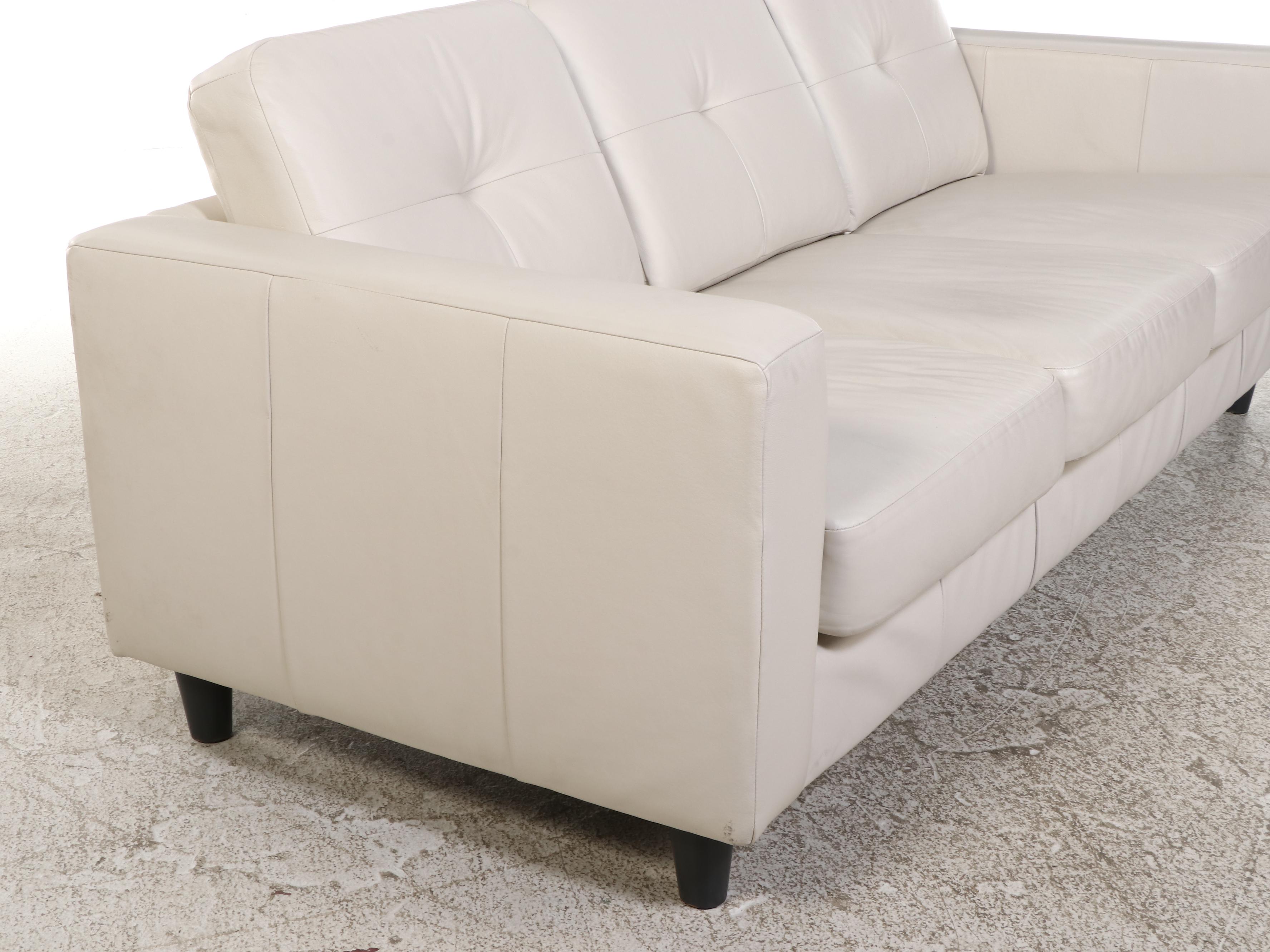 EQ3 Modernist Style Leather Track-Arm Sofa