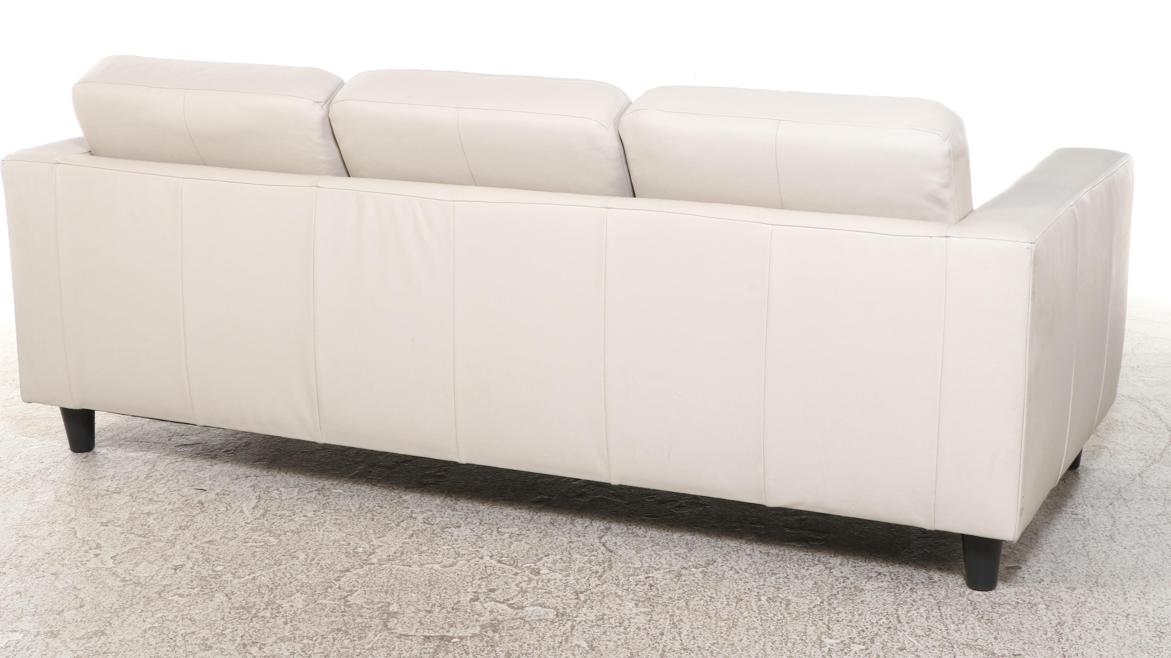 EQ3 Modernist Style Leather Track-Arm Sofa