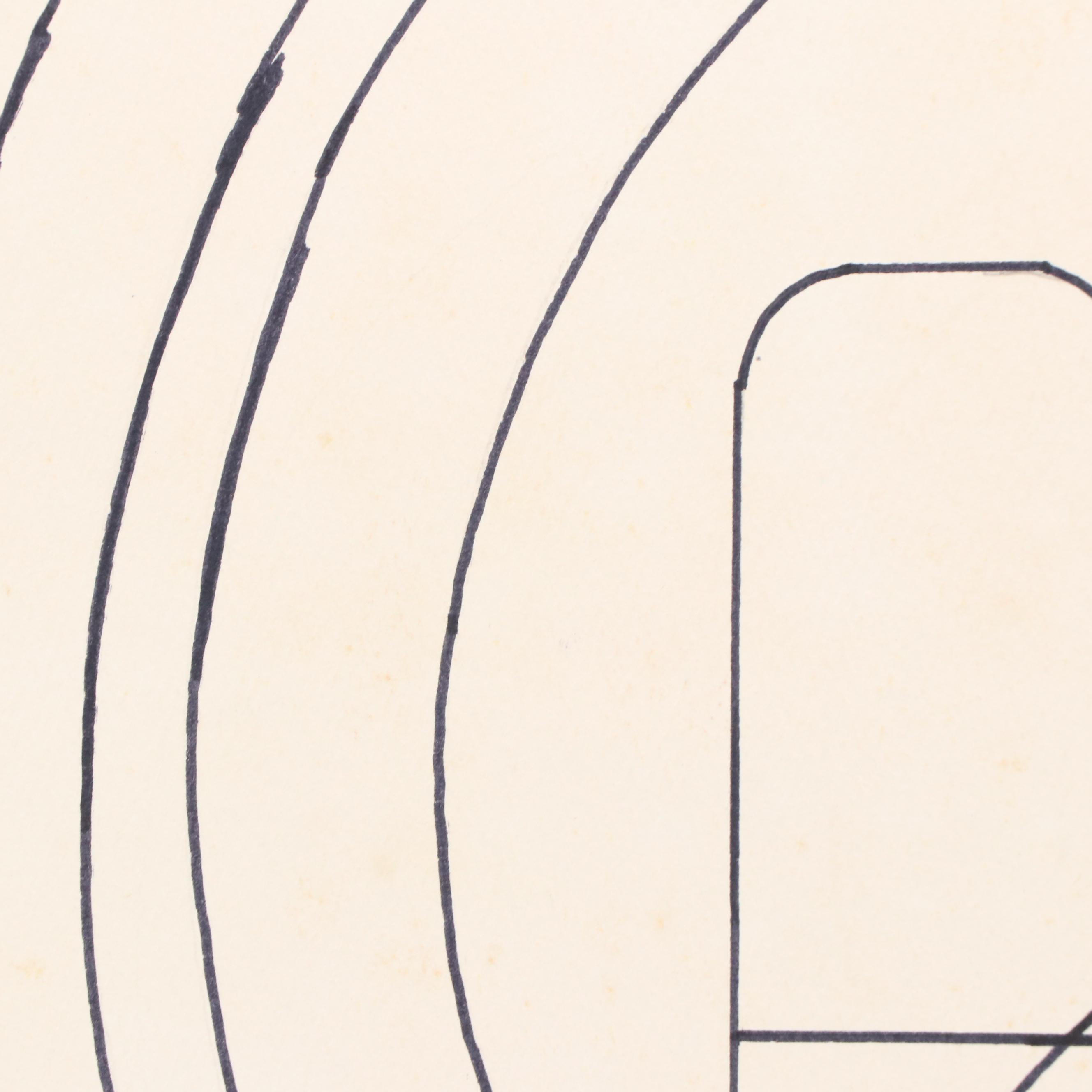 George W. Helman Modern Double-Sided Gouache Painting and Ink Drawing