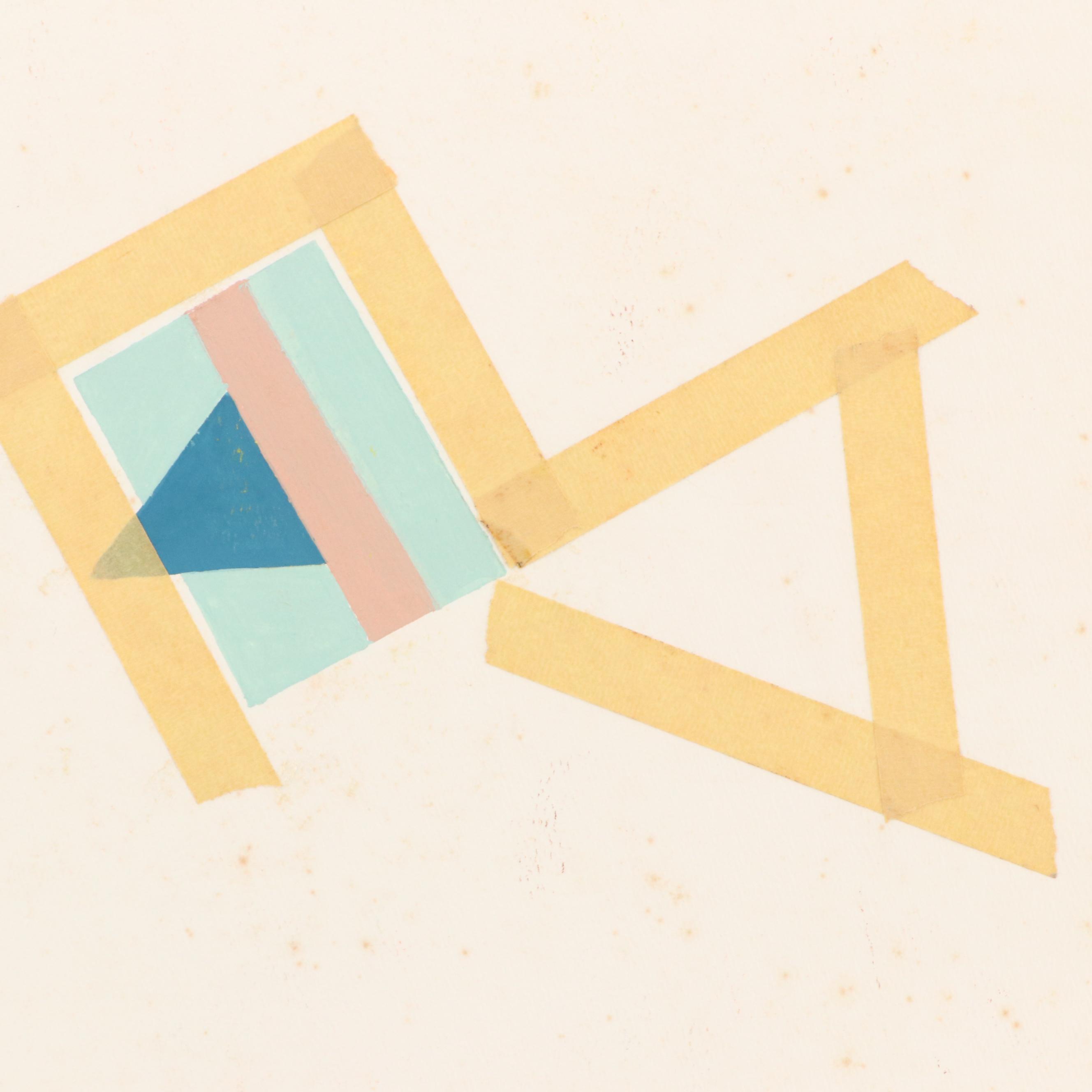 George W. Helman Modern Double-Sided Gouache Painting and Ink Drawing