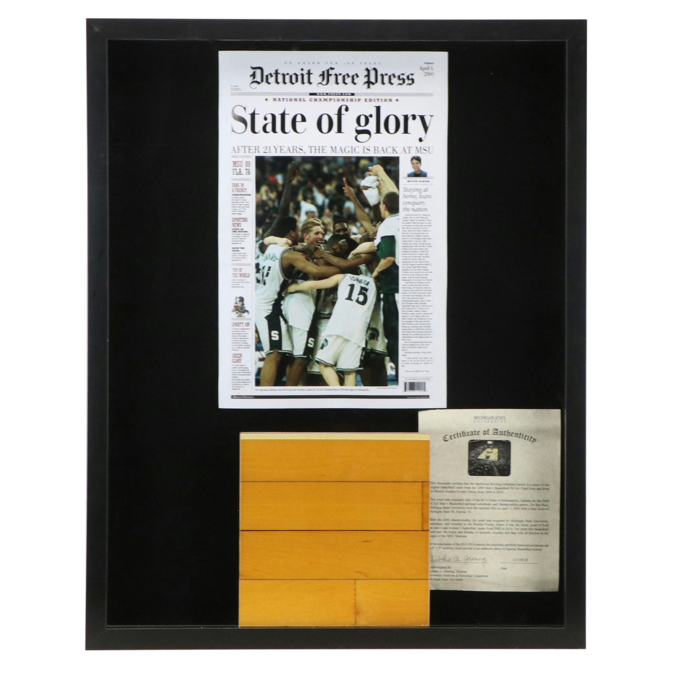 Michigan State University Basketball Court Piece with Display