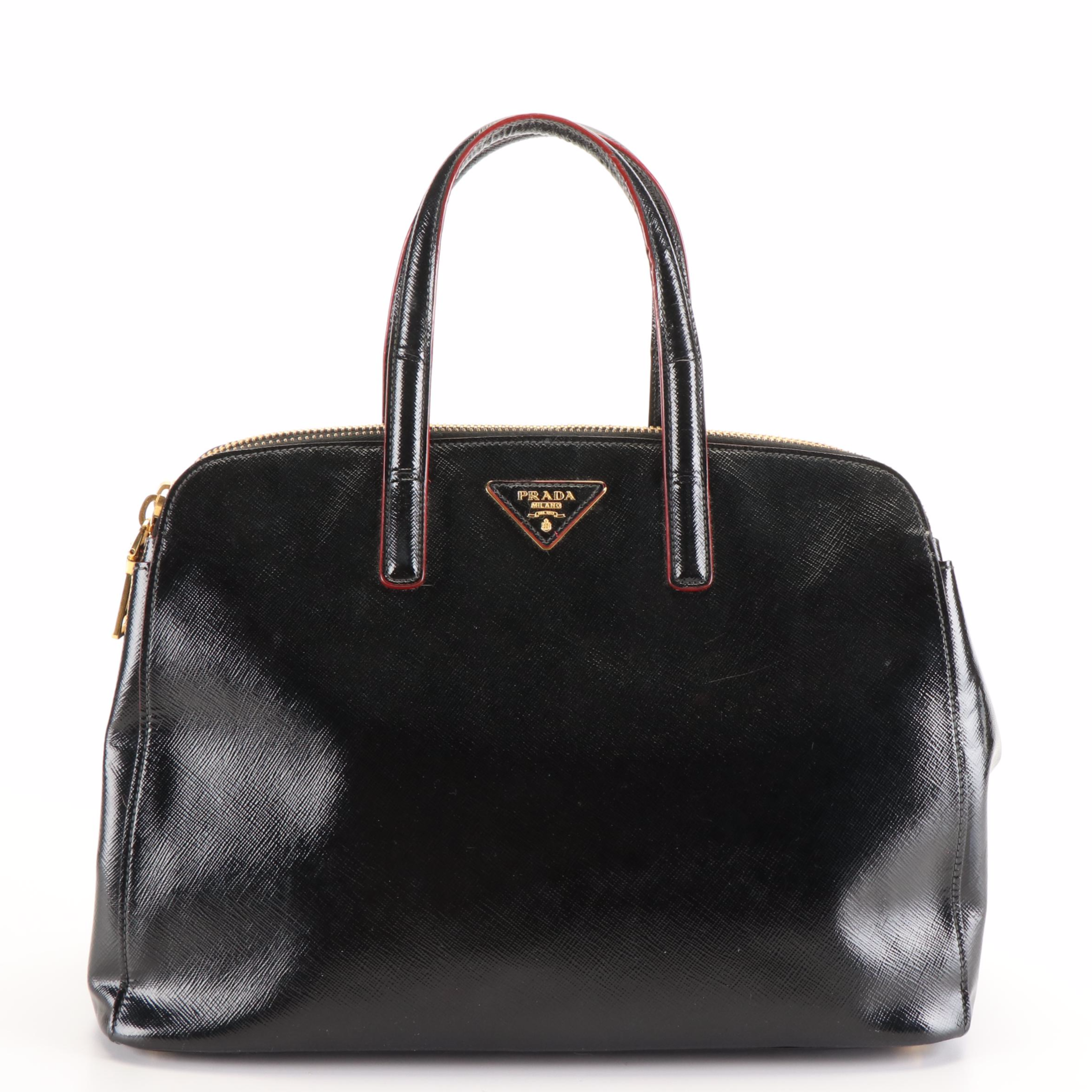 Prada Promenade Handbag in Vernice Saffiano Lux Leather