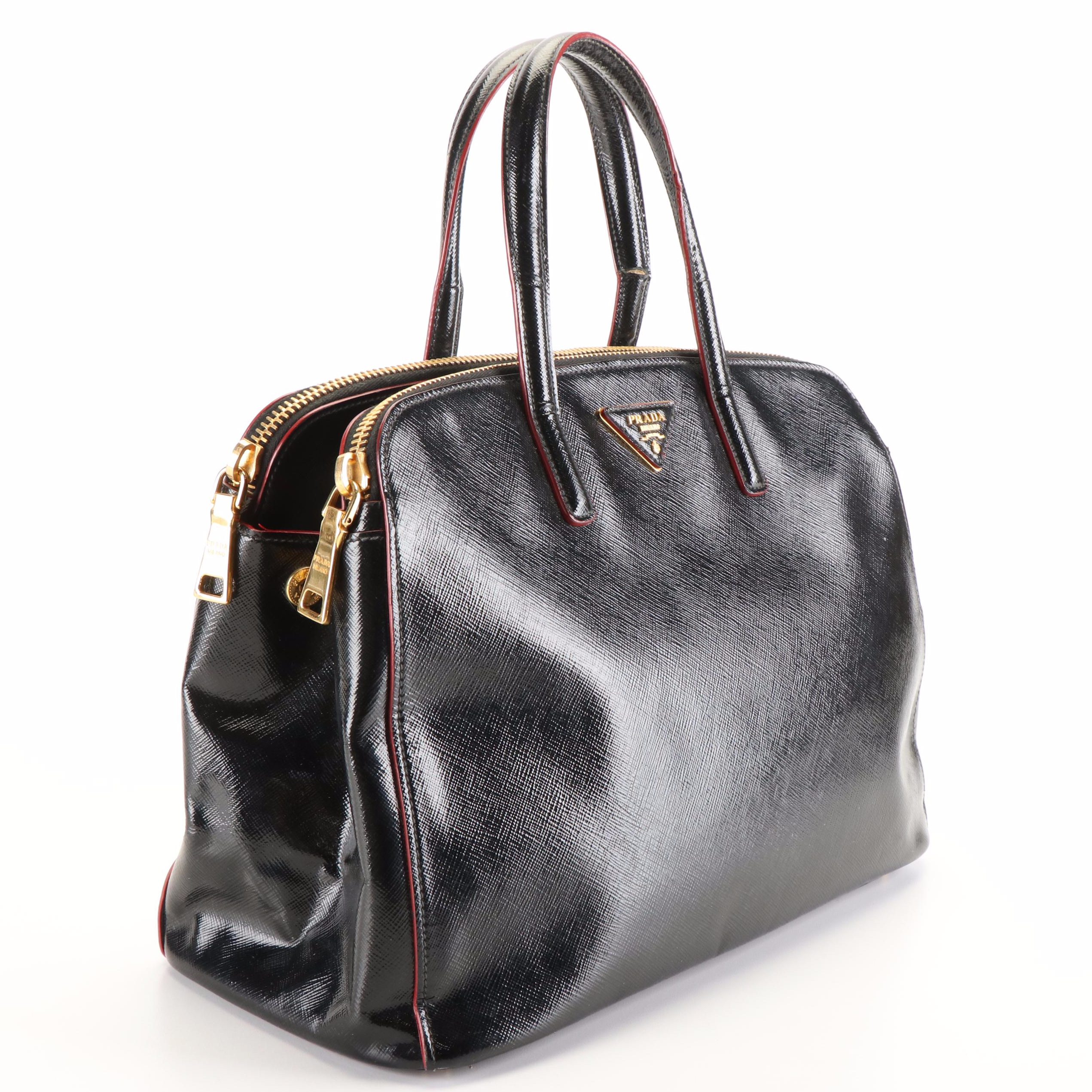 Prada Promenade Handbag in Vernice Saffiano Lux Leather
