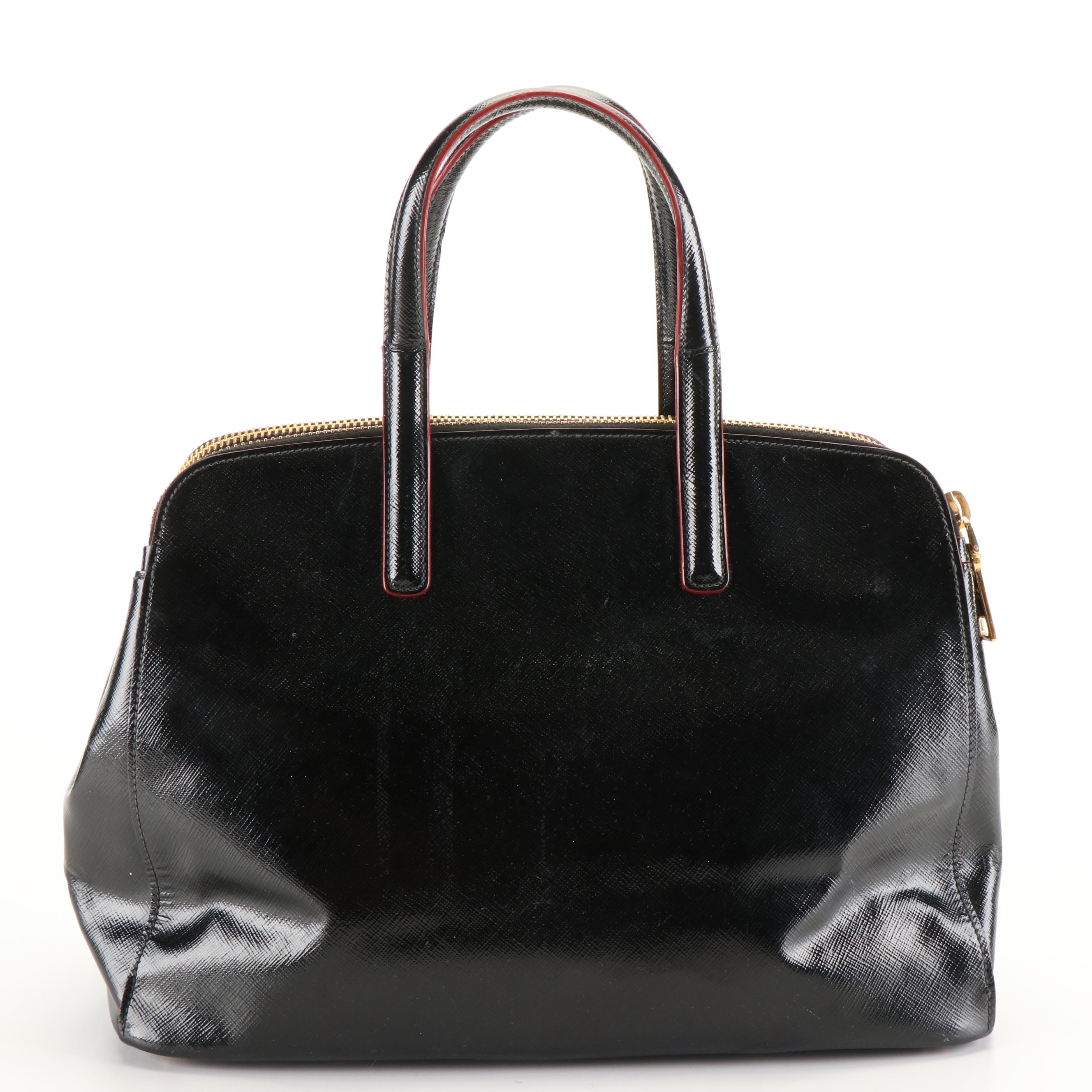 Prada Promenade Handbag in Vernice Saffiano Lux Leather