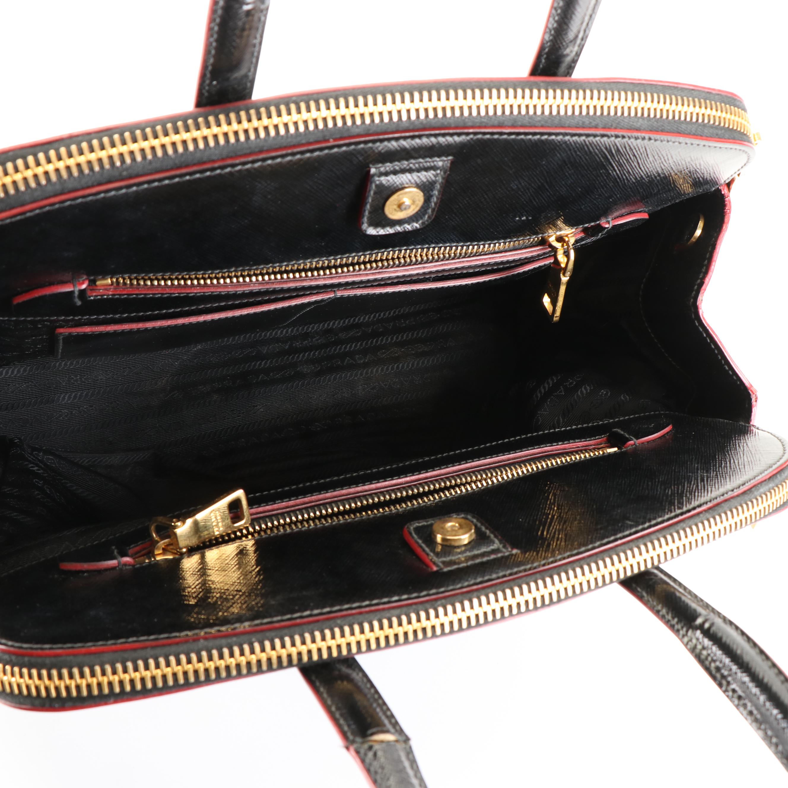 Prada Promenade Handbag in Vernice Saffiano Lux Leather