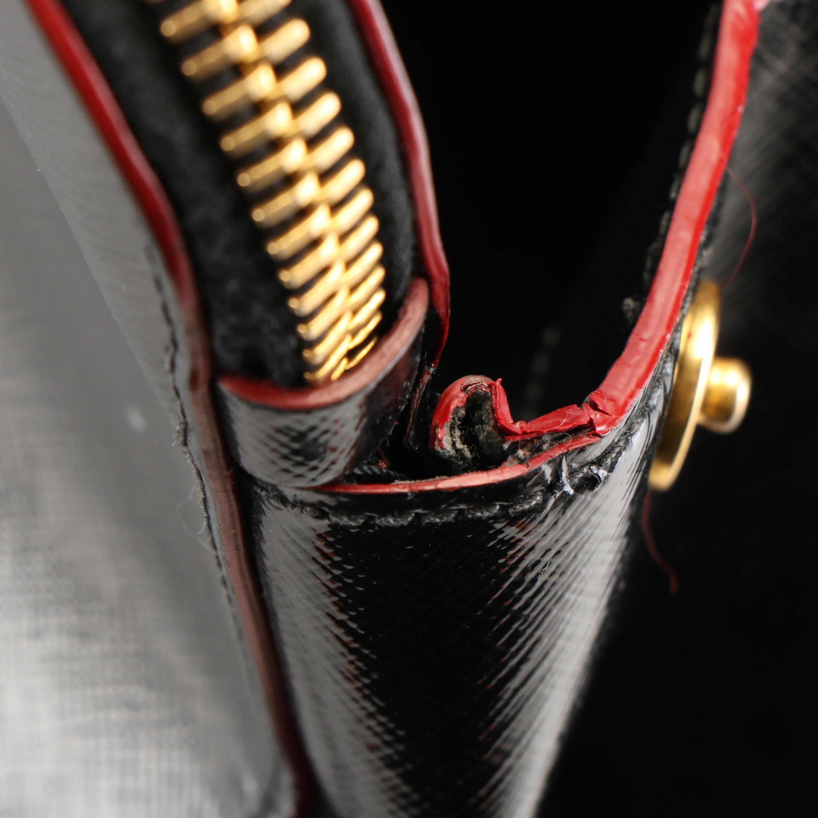 Prada Promenade Handbag in Vernice Saffiano Lux Leather