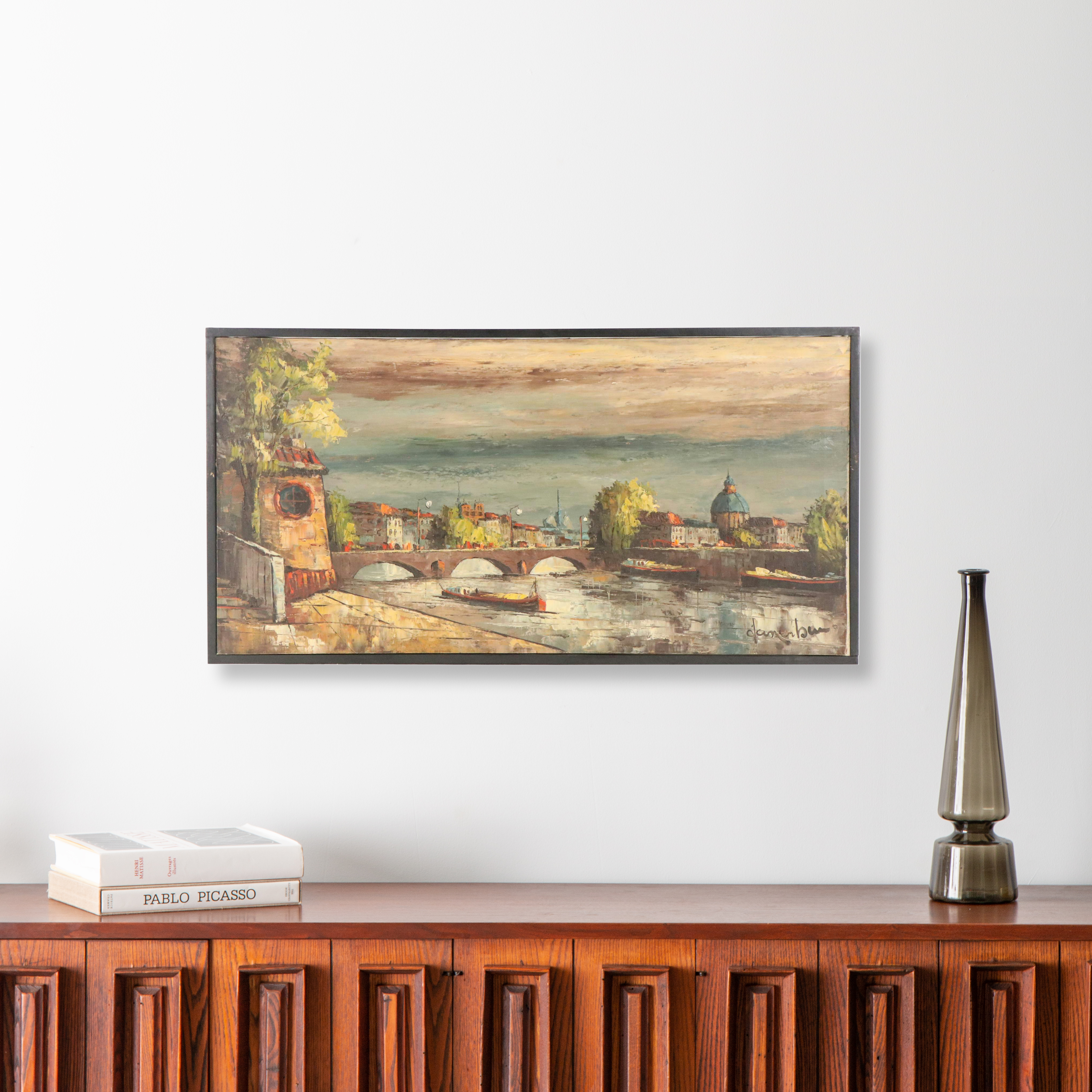 Leon Corbeau Venetian Canal Scene Oil Painting