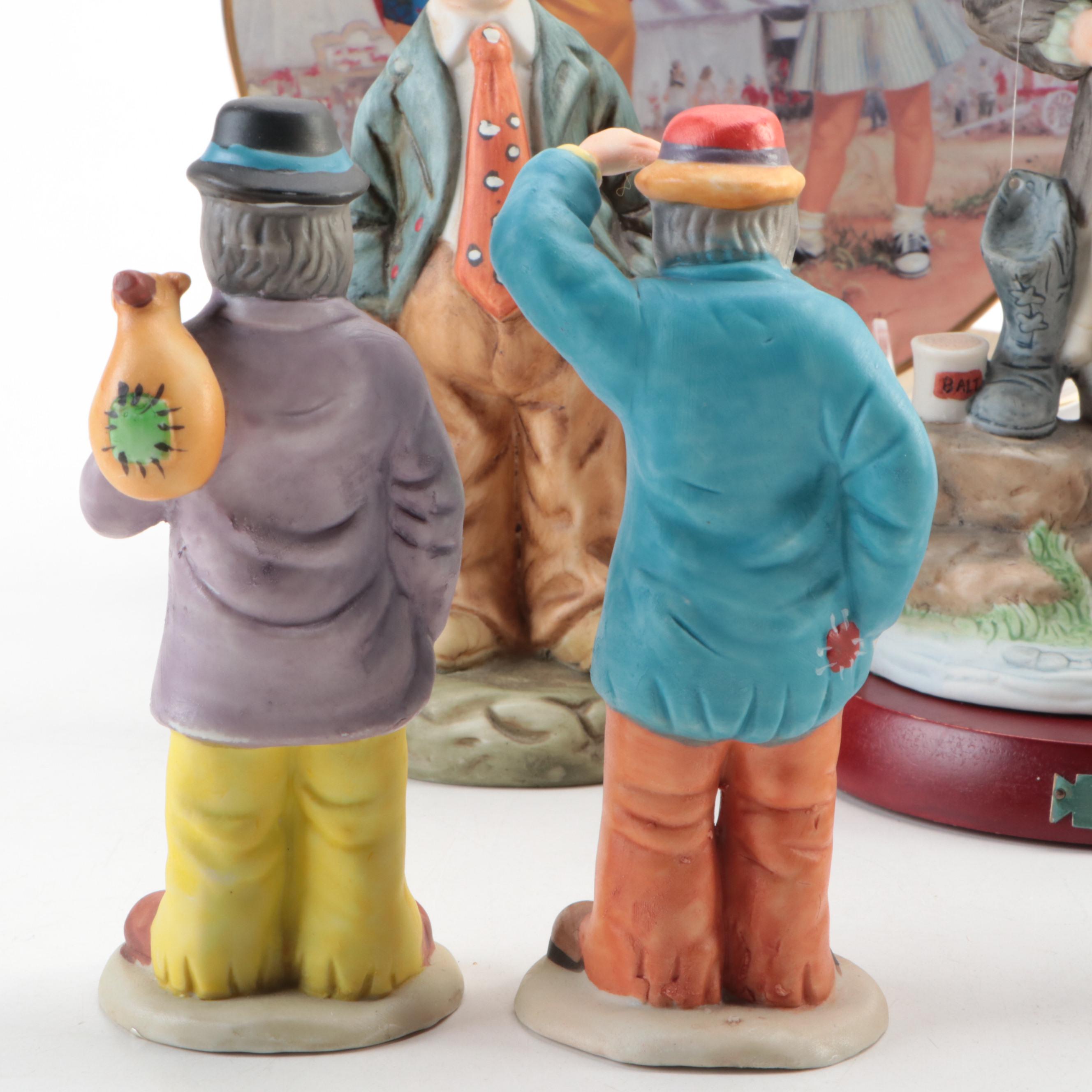 Flambro Emmett Kelly Jr. Porcelain Clown Figurines and Other Décor