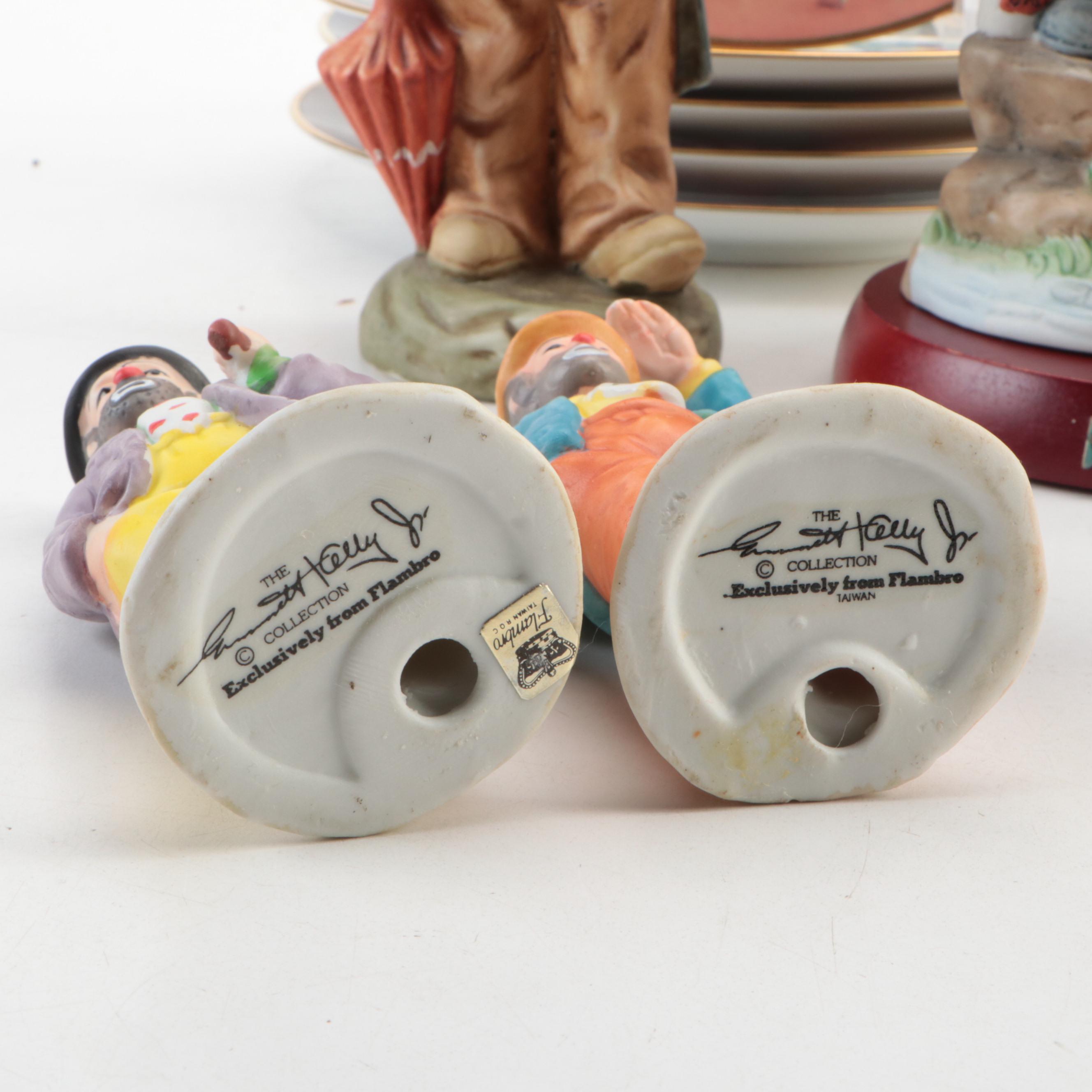 Flambro Emmett Kelly Jr. Porcelain Clown Figurines and Other Décor