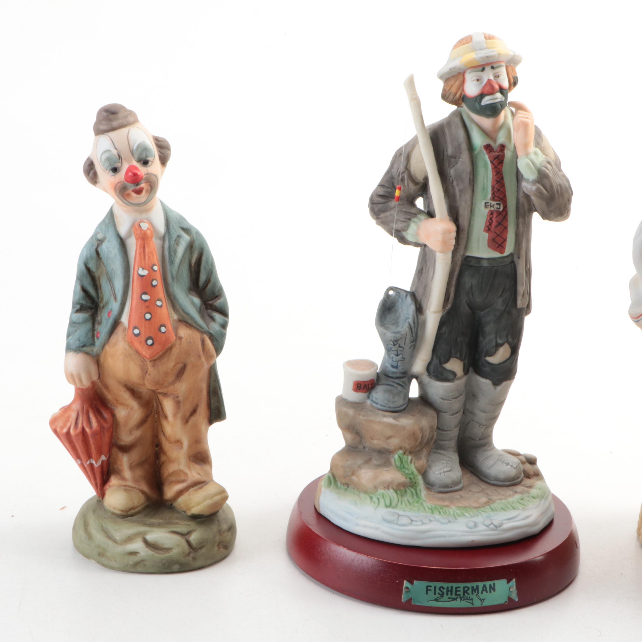 Flambro Emmett Kelly Jr. Porcelain Clown Figurines and Other Décor