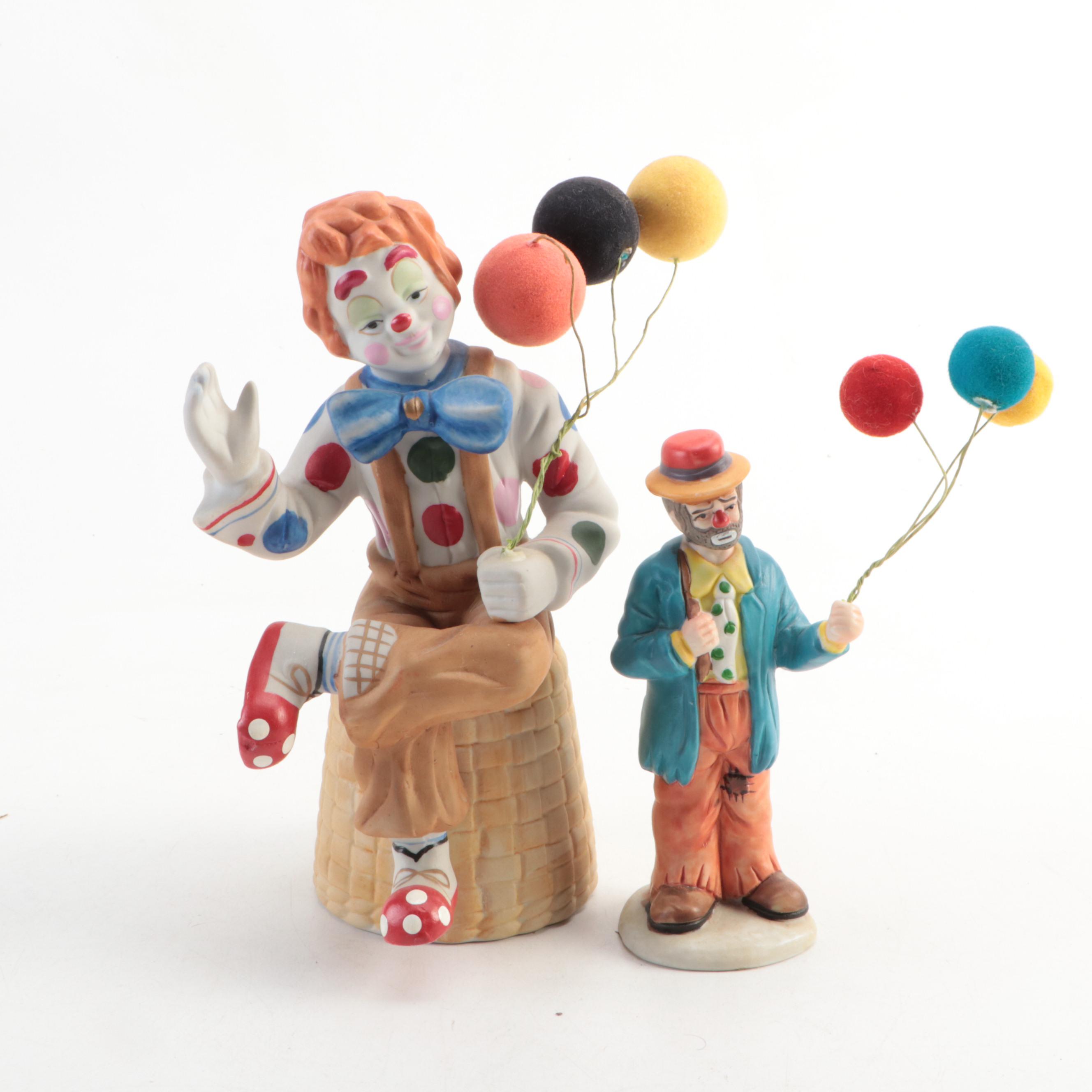 Flambro Emmett Kelly Jr. Porcelain Clown Figurines and Other Décor