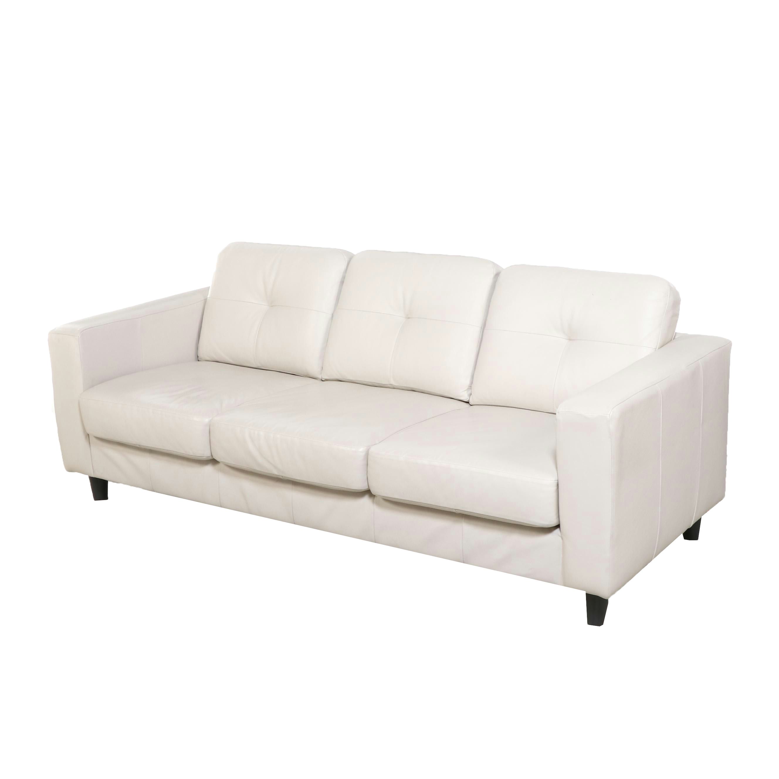 EQ3 Modernist Style Leather Track-Arm Sofa