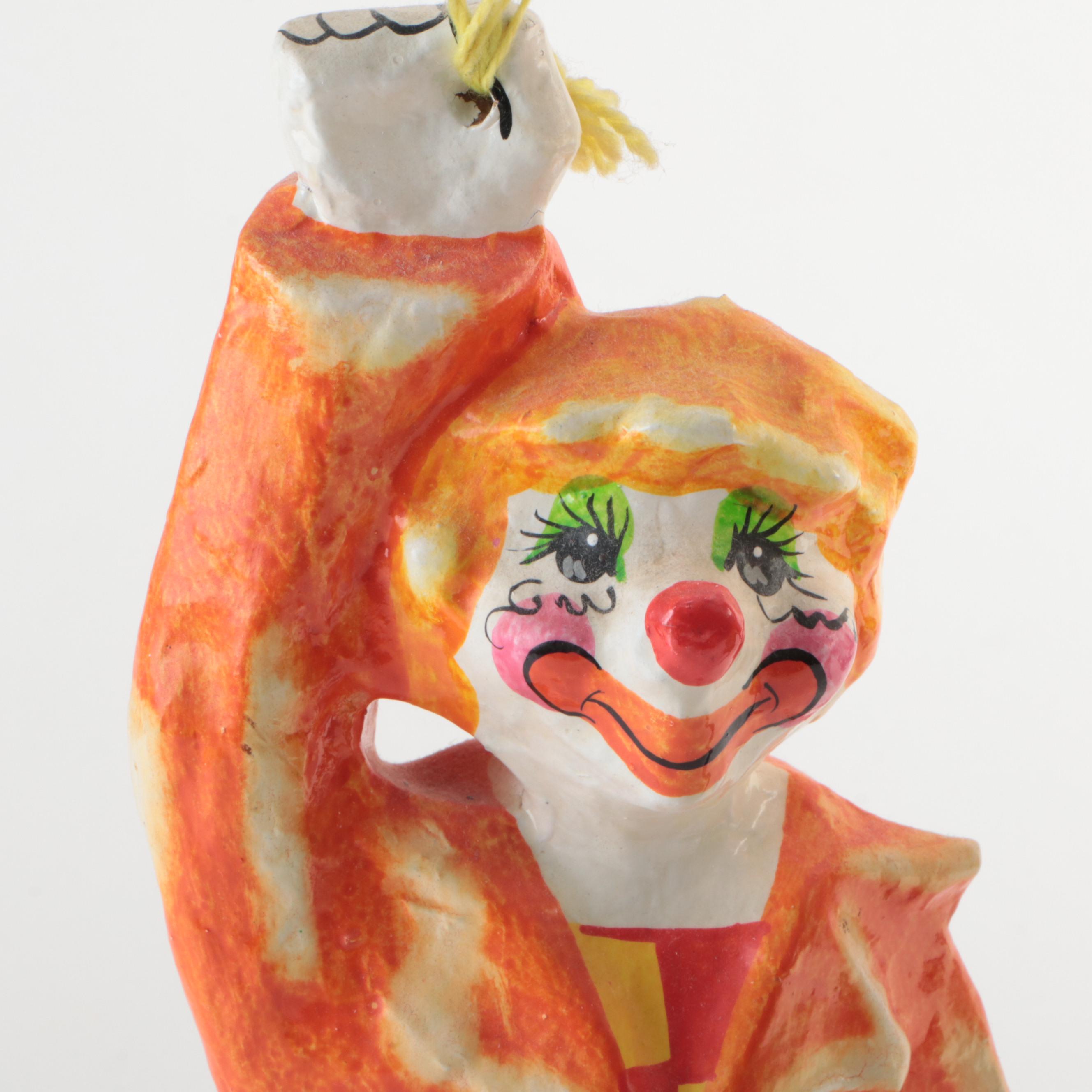 Smiling Circus Clown Hed, Ppier Mâché, 1930s t 1stDibs