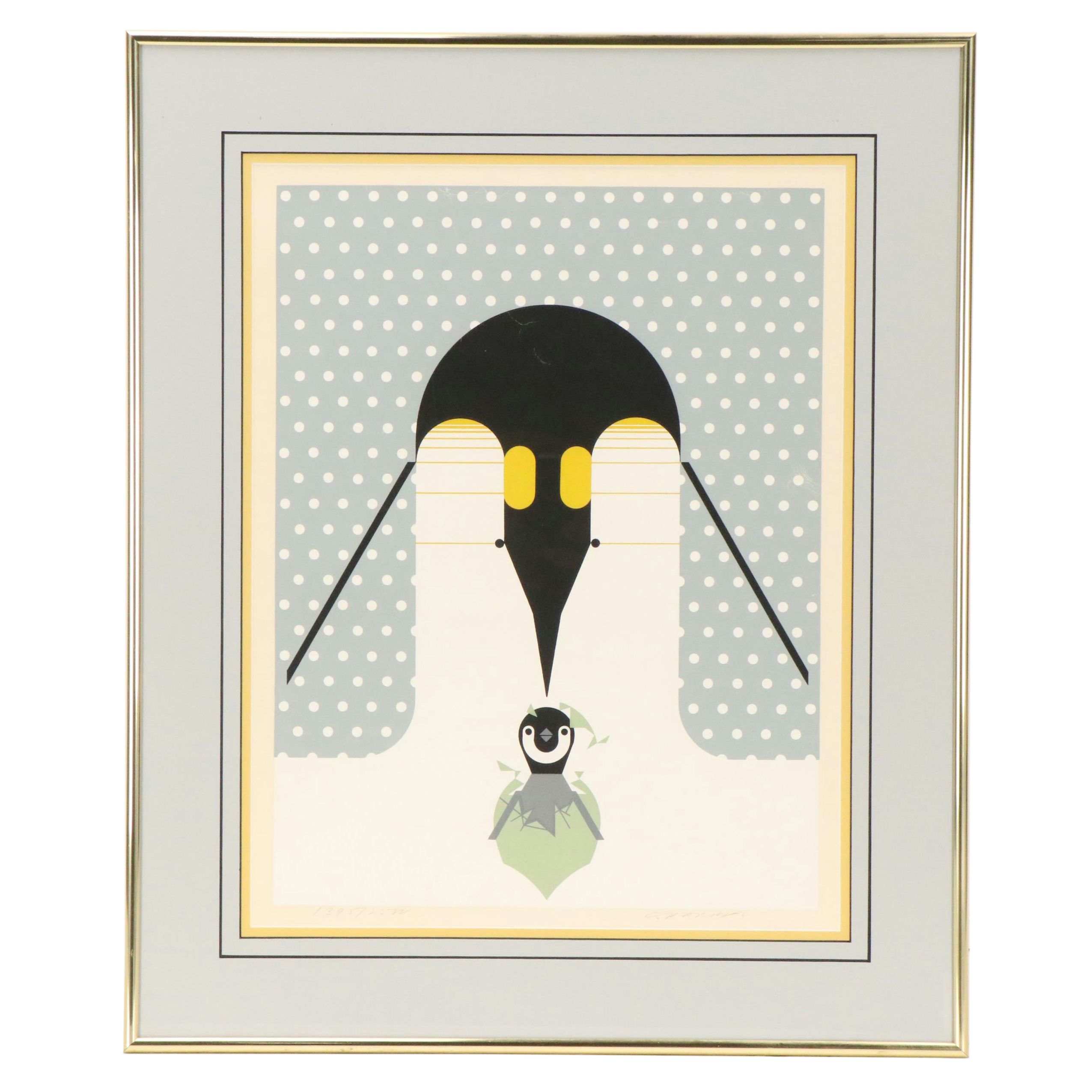 Charley Harper Modern Serigraph "Br-r-r-r-rthday"